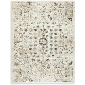 Signature Design by Ashley Qaabiz Bohemian 8′ x 10′ Indoor Medium Pile Geometric Area Rug, Light Brown & Black(Ivory/Brown/Teal)