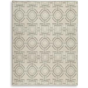 Signature Design by Ashley Qaabiz Bohemian 8′ x 10′ Indoor Medium Pile Geometric Area Rug, Light Brown & Black(Ivory/Gray)