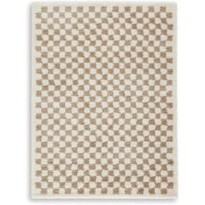 Signature Design by Ashley Qaabiz Bohemian 8′ x 10′ Indoor Medium Pile Geometric Area Rug, Light Brown & Black(Taupe/Ivory)