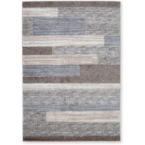 Signature Design by Ashley Sethburn Casual Indoor Striped Large 8 x 10 Rug, Dark Brown & Gray(7’10” x 9’10” (Rectangular))