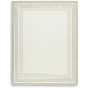 Signature Design by Ashley Teelgan Casual Indoor Hand-Tufted Geometric Wool 8 x 10 Rug, Light Brown & White(5’1″ x 6’11” (Rectangular))