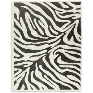 Signature Design by Ashley Thomwith Contemporary Indoor Washable Zebra Design 8 x 10 Rug with Non Slip Backing, Black & White(7’10” x 10’1″ (Rectangular))