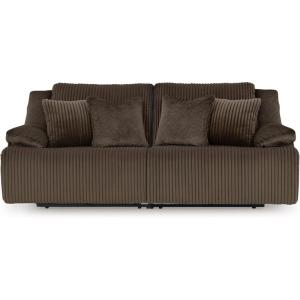 Signature Design by Ashley Top Tier Casual L-Shaped 3-Piece Reclining Sectional Sofa with Chaise, Console Storage and 4 Accent Pillows, White(Dark Brown)