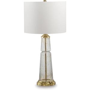 Signature Design by Ashley Wendfield Industrial Metal Floor Lamp with Dome Shade, Metallic(Clear/Gold Finish)