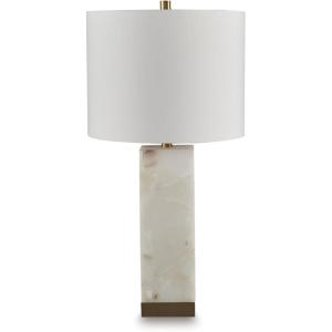 Signature Design by Ashley Wendfield Industrial Metal Floor Lamp with Dome Shade, Metallic(White/Gold Finish)