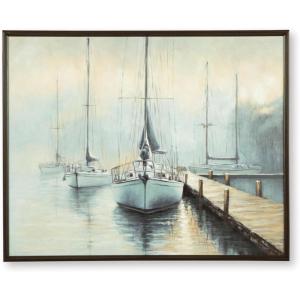 Signature Design by Ashley Worthney Coastal Hand Painted Wall Art 50 x 40 Inches, Blue & Beige