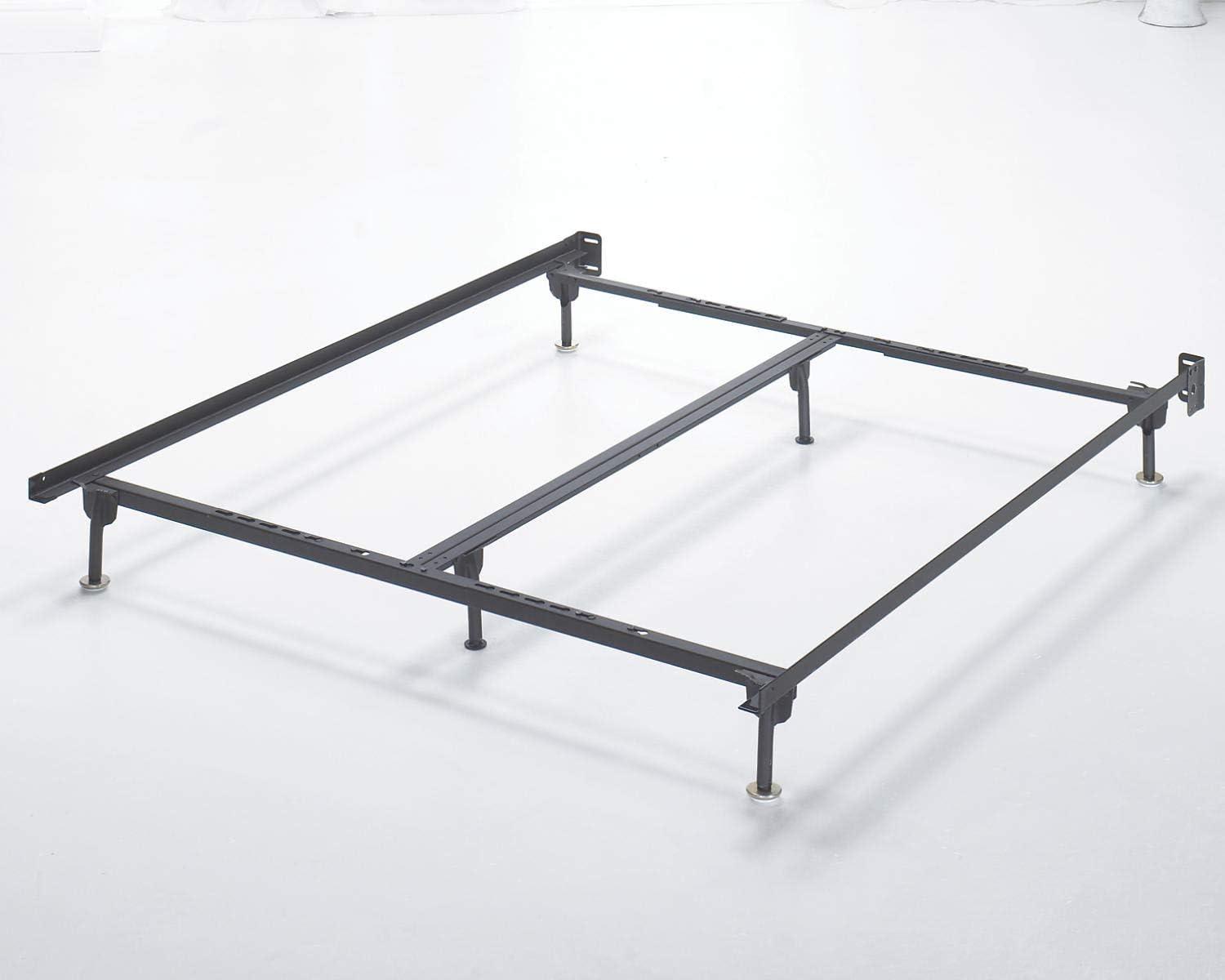 imageSignature Design by Ashley Adjustable Metal Bolt on Bed Base Frame with Protective Floor Glides KingCalifornia BlackAdjustable QueenKingCal King