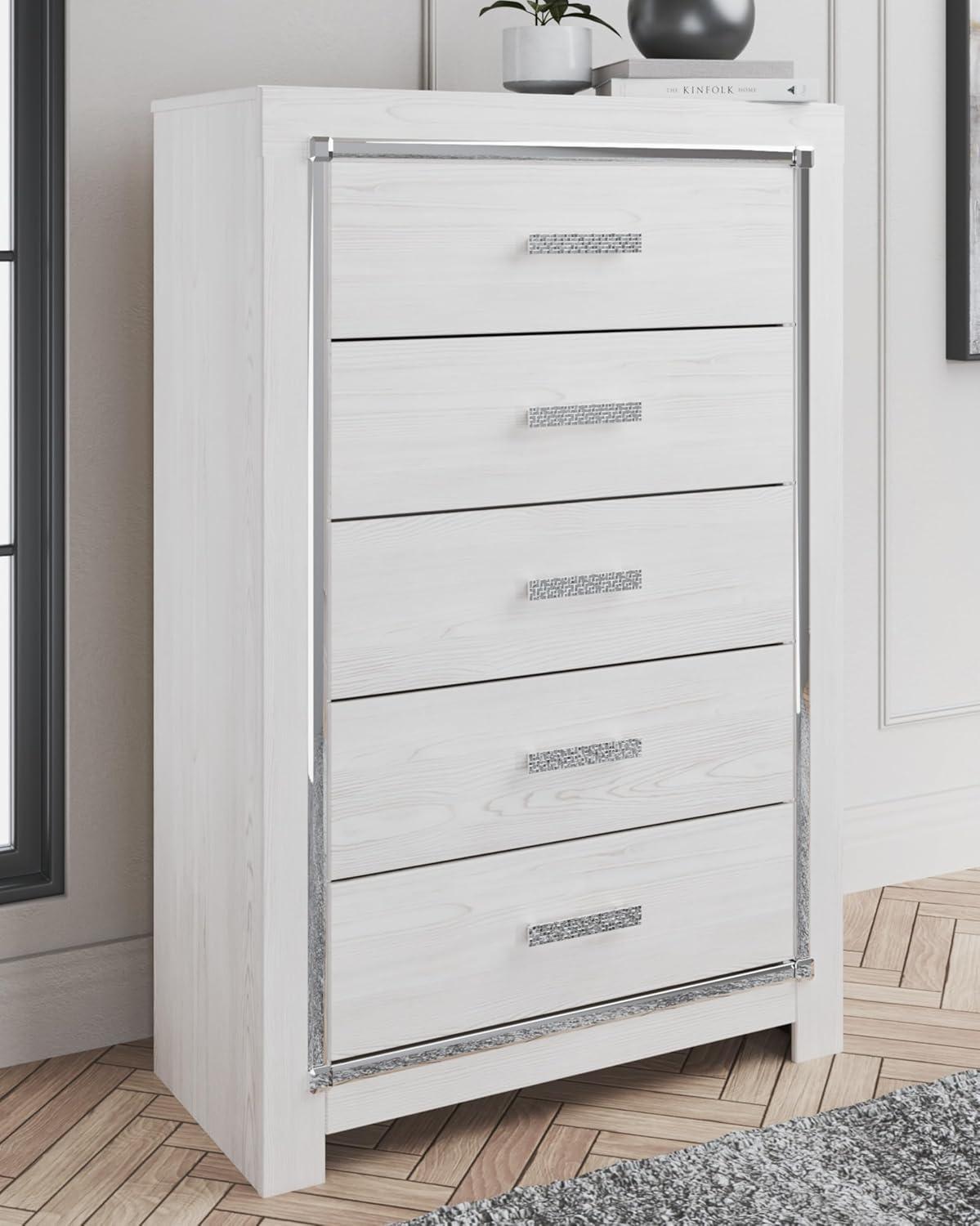 imageSignature Design by Ashley Altyra Contemporary 5 Drawer Chest WhiteWhite