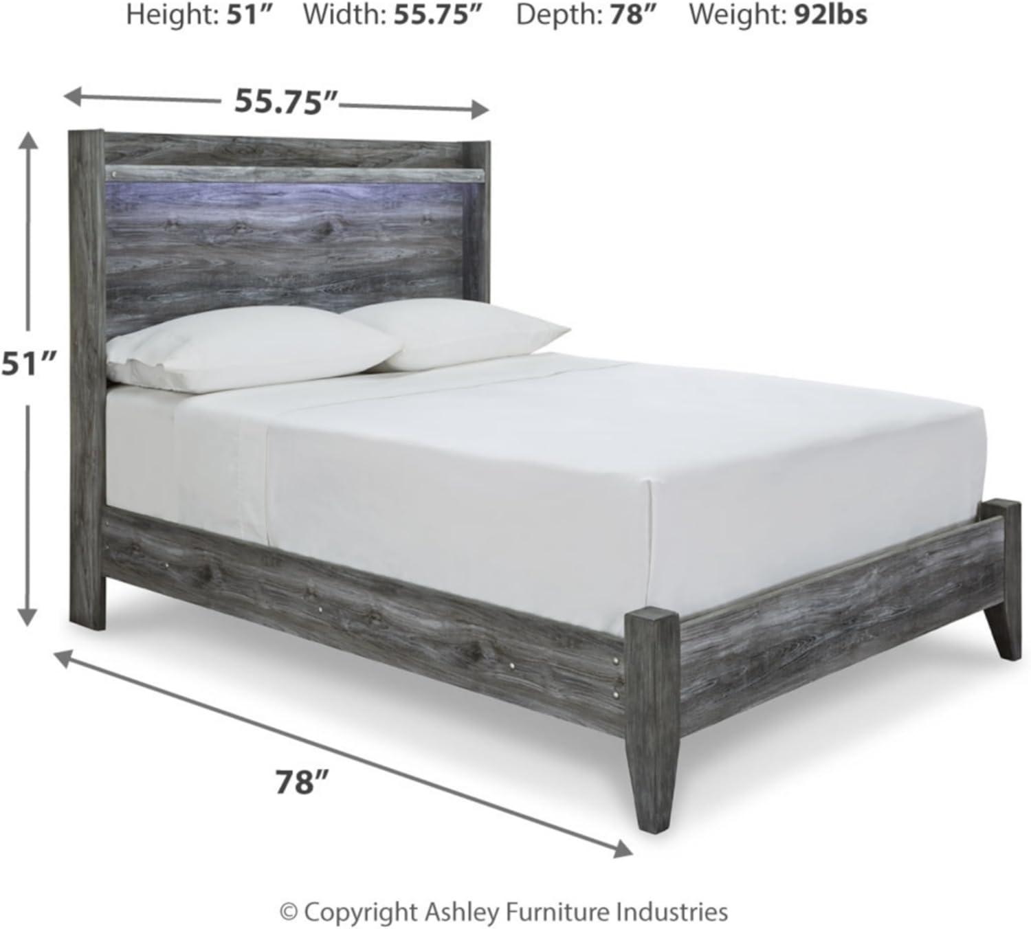 imageSignature Design by Ashley Baystorm Casual Full Panel Bed with LED Lights Foundation or Box Spring Needed Gray