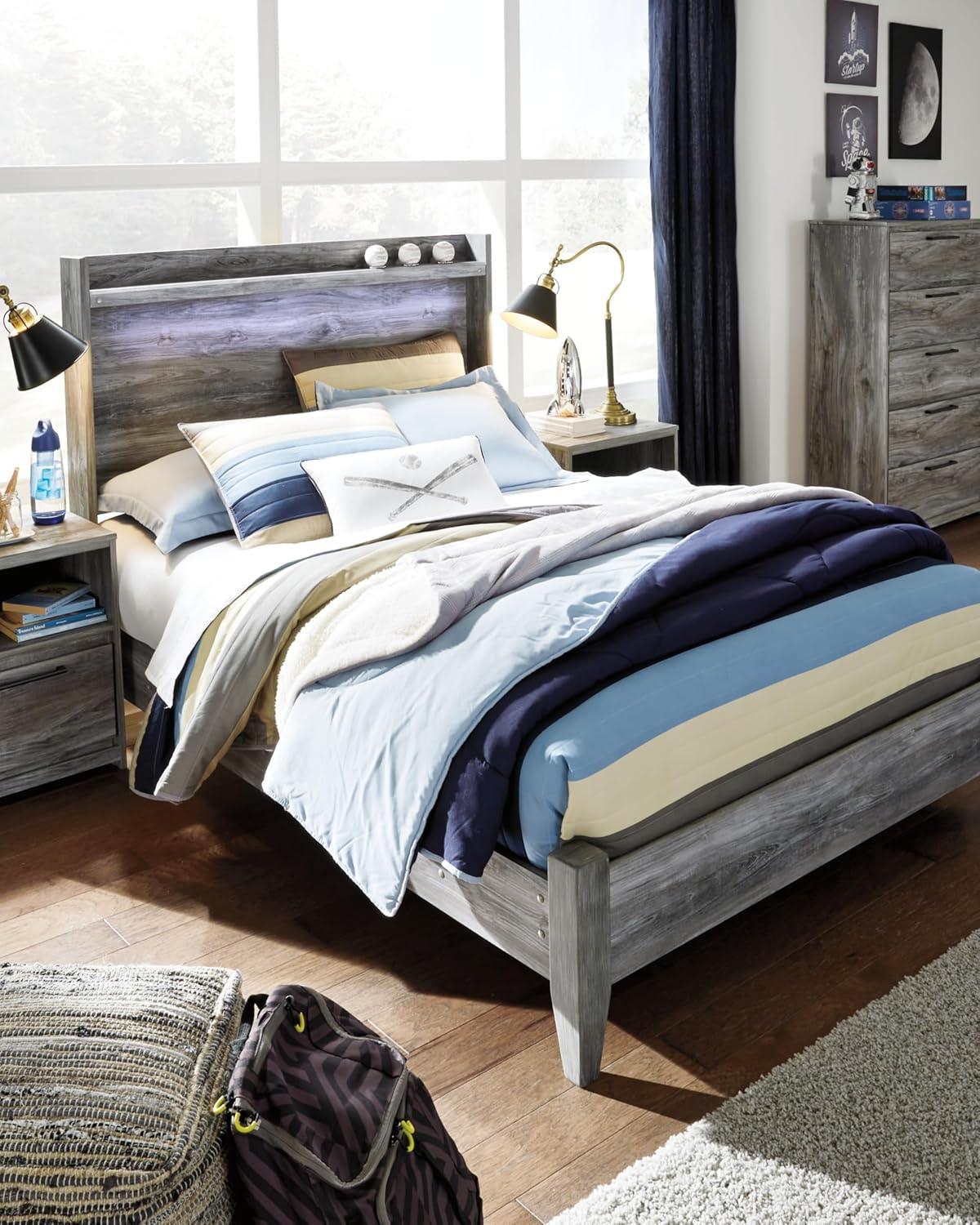 imageSignature Design by Ashley Baystorm Casual Full Panel Bed with LED Lights Foundation or Box Spring Needed Gray