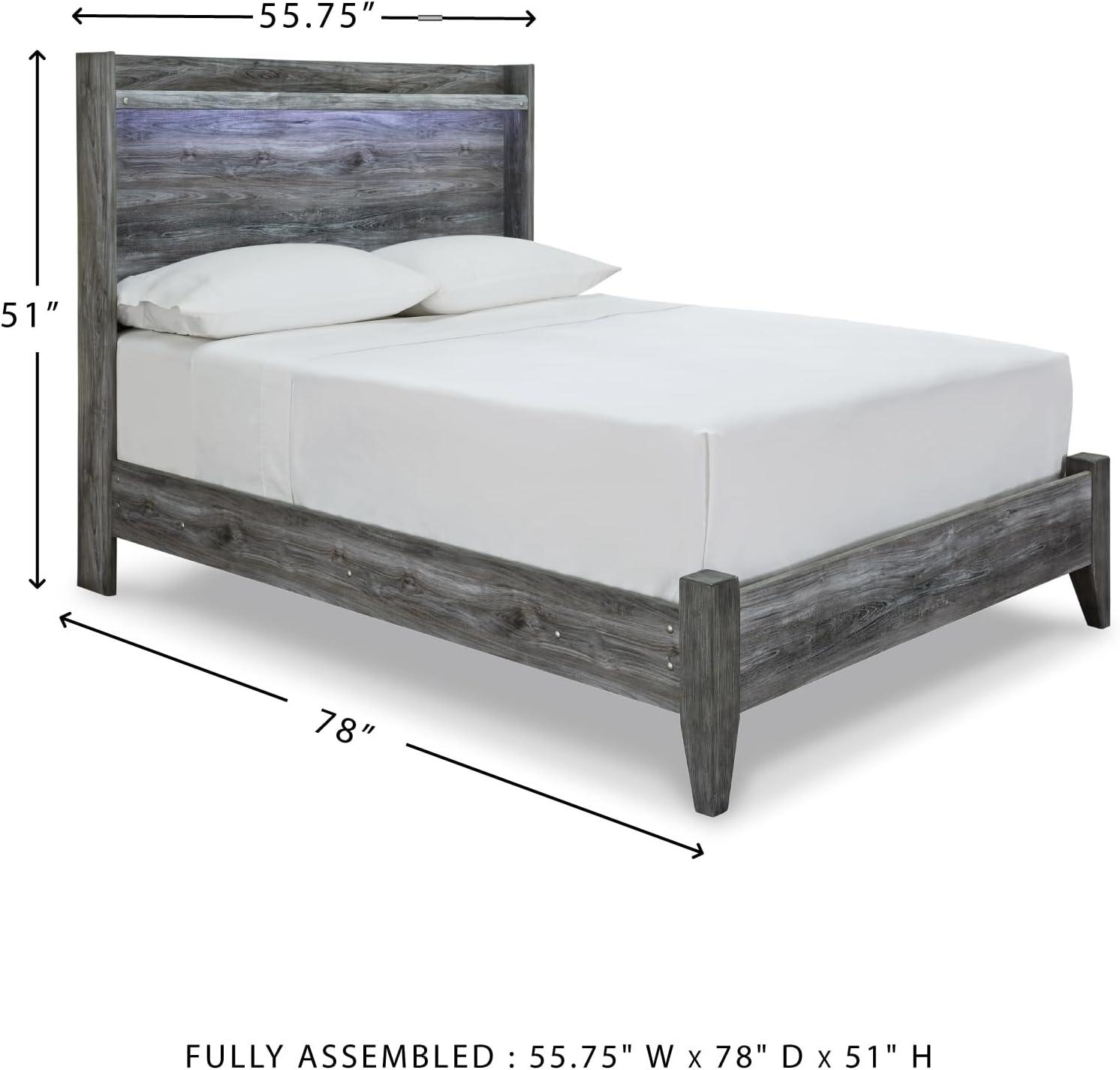imageSignature Design by Ashley Baystorm Casual Full Panel Bed with LED Lights Foundation or Box Spring Needed Gray