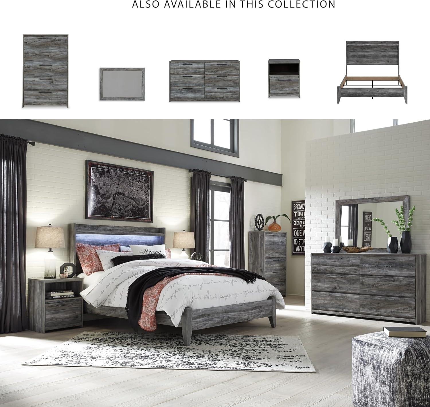 imageSignature Design by Ashley Baystorm Casual Queen Panel Bed with LED Lights Foundation or Box Spring Needed Gray