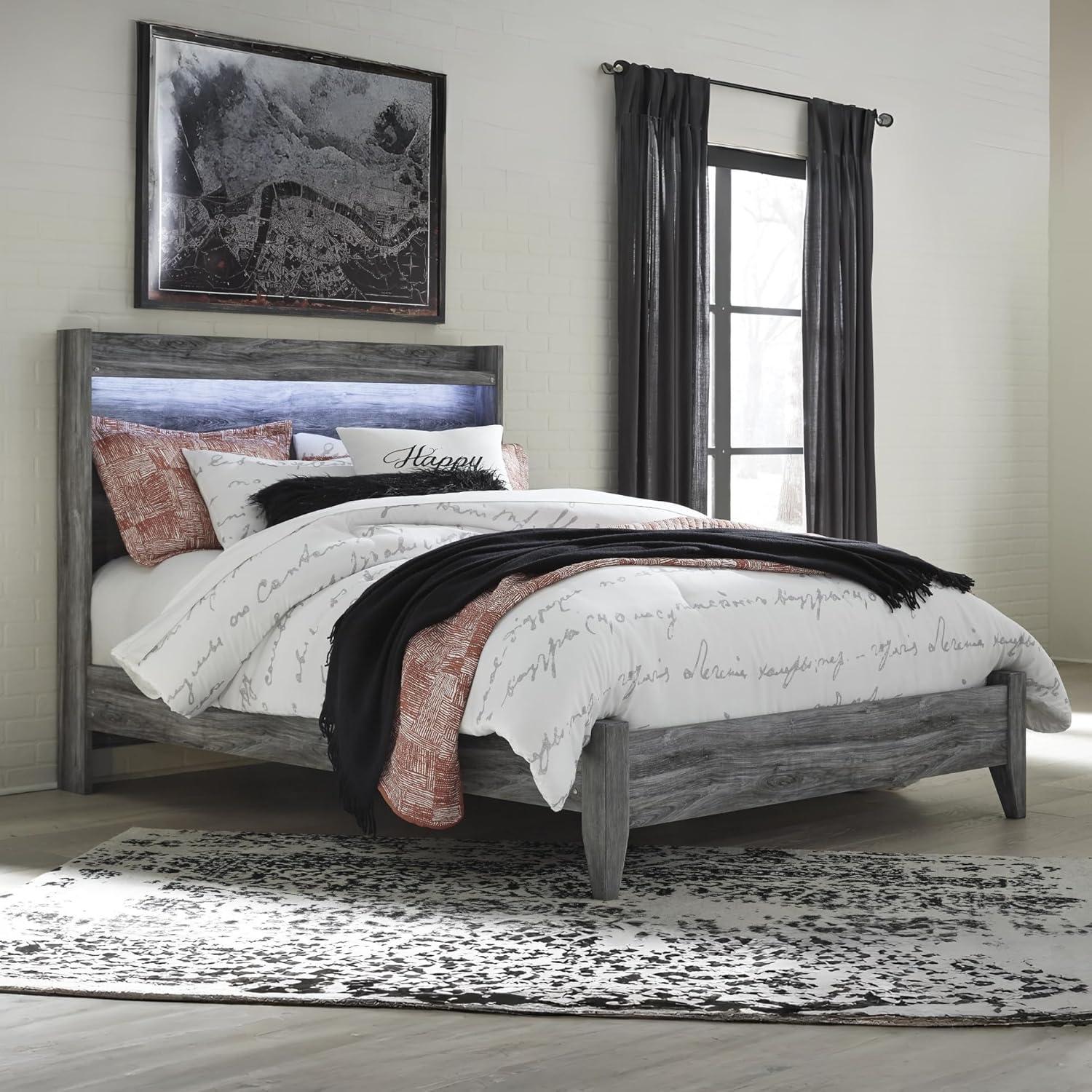 imageSignature Design by Ashley Baystorm Casual Queen Panel Bed with LED Lights Foundation or Box Spring Needed Gray