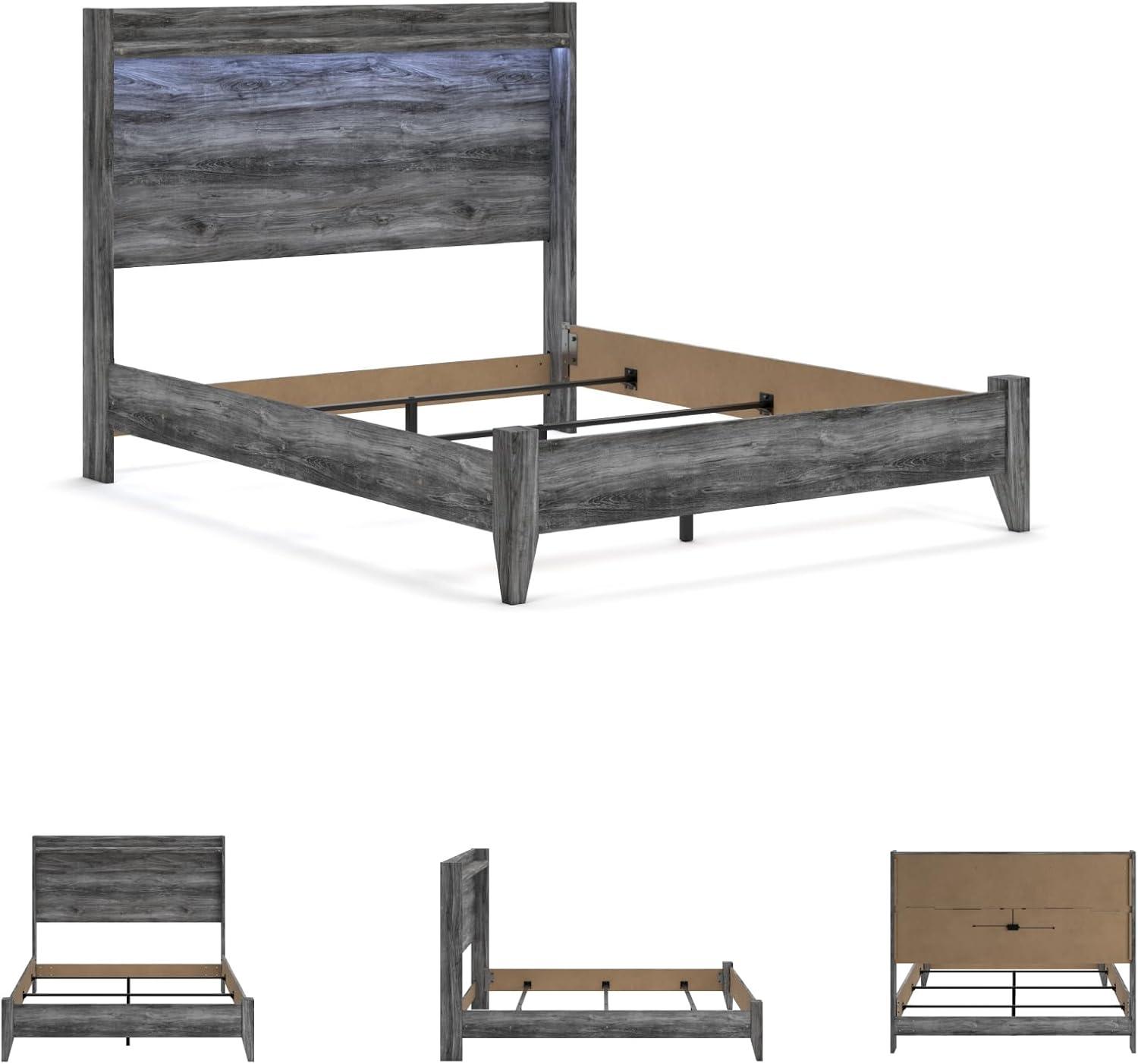 imageSignature Design by Ashley Baystorm Casual Queen Panel Bed with LED Lights Foundation or Box Spring Needed Gray