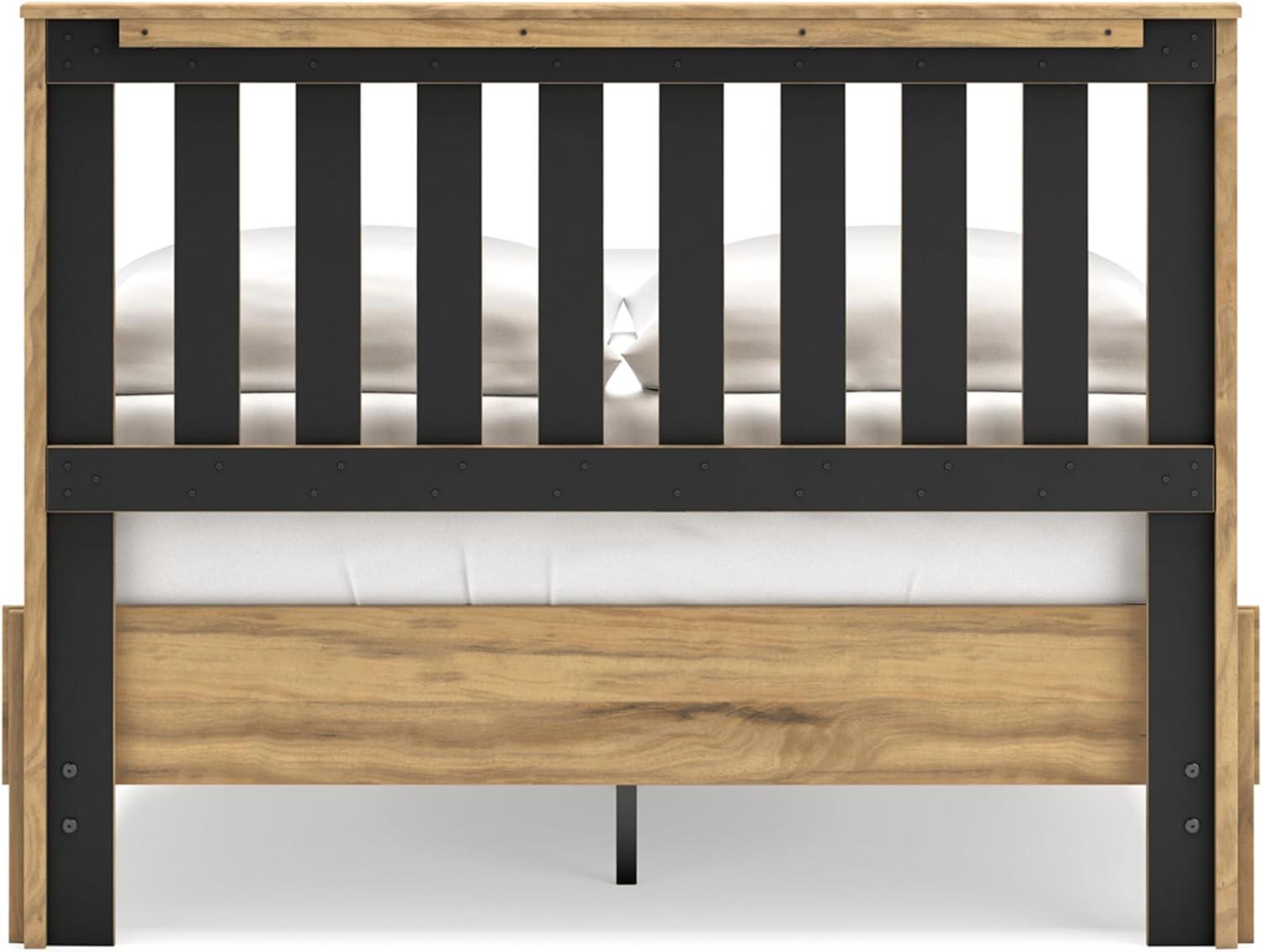 imageSignature Design by Ashley Bermacy Farmhouse Panel Headboard with Vertical Slat Design Queen Light BrownFull