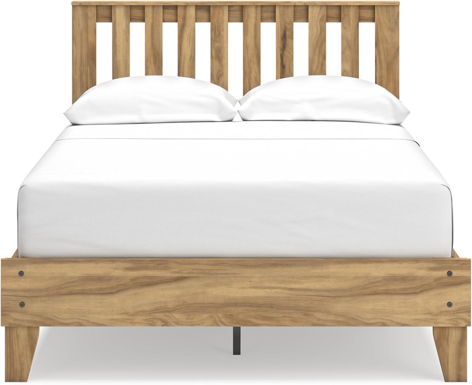 imageSignature Design by Ashley Bermacy Farmhouse Panel Headboard with Vertical Slat Design Queen Light BrownFull