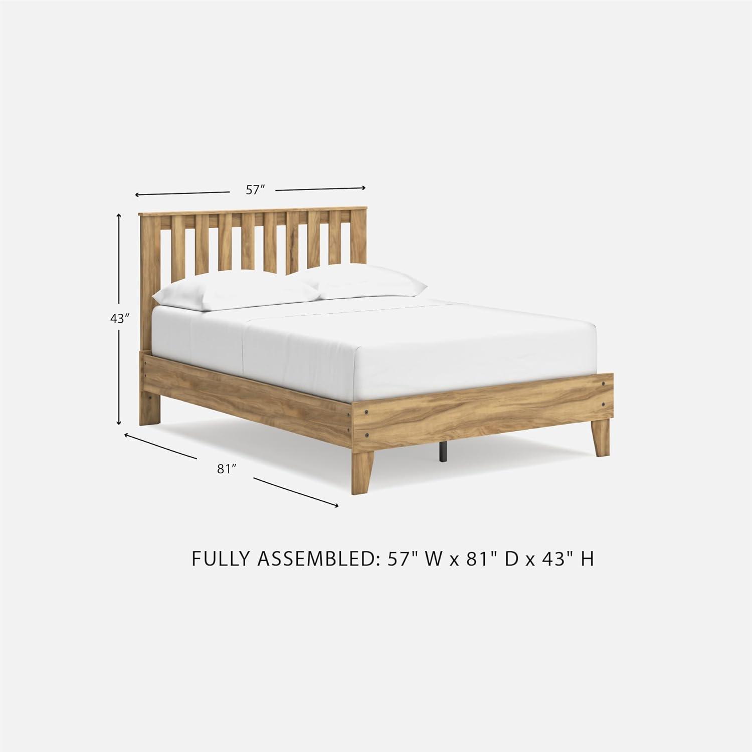 imageSignature Design by Ashley Bermacy Farmhouse Panel Headboard with Vertical Slat Design Queen Light BrownFull