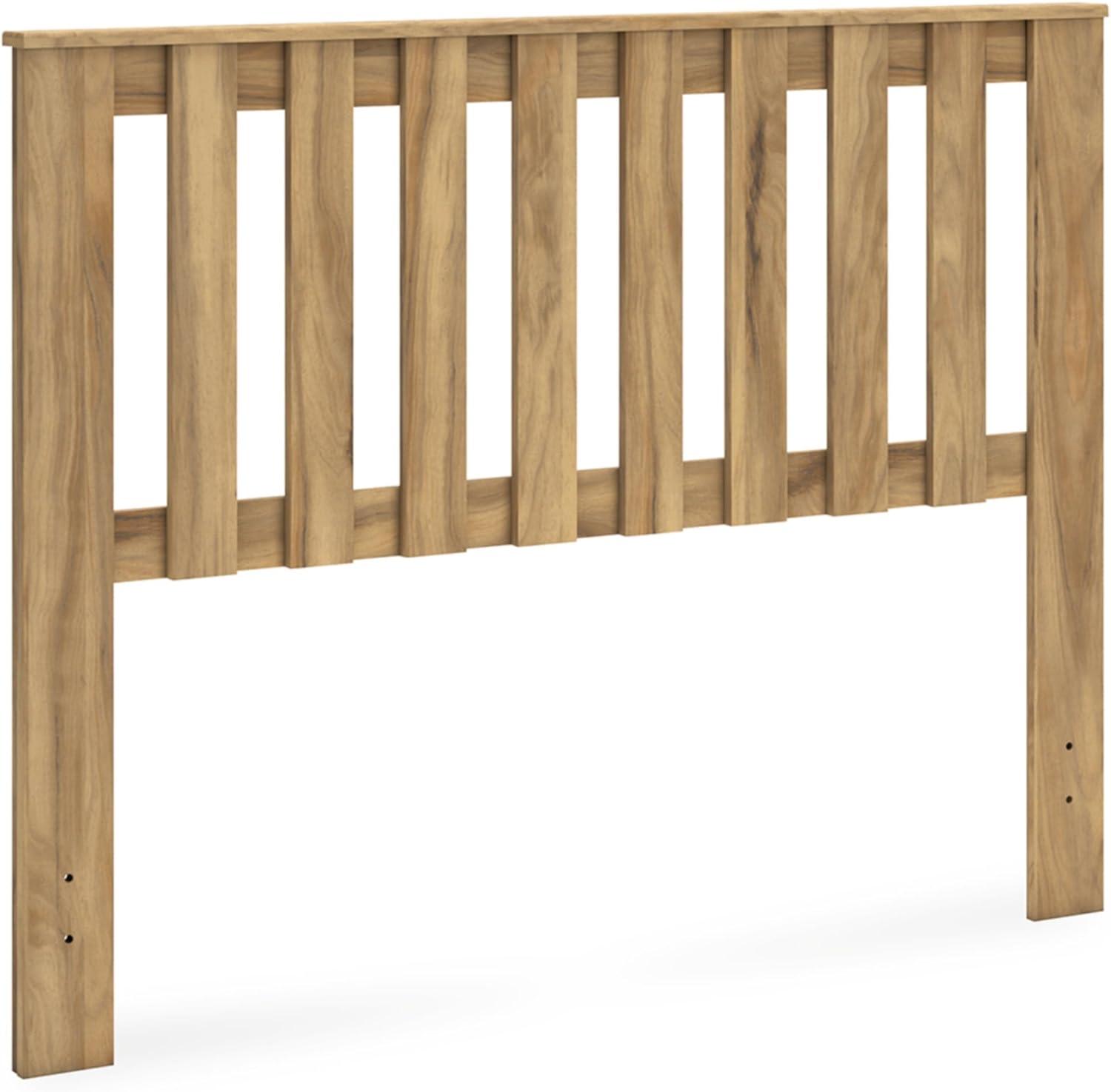 imageSignature Design by Ashley Bermacy Farmhouse Panel Headboard with Vertical Slat Design Queen Light BrownFull