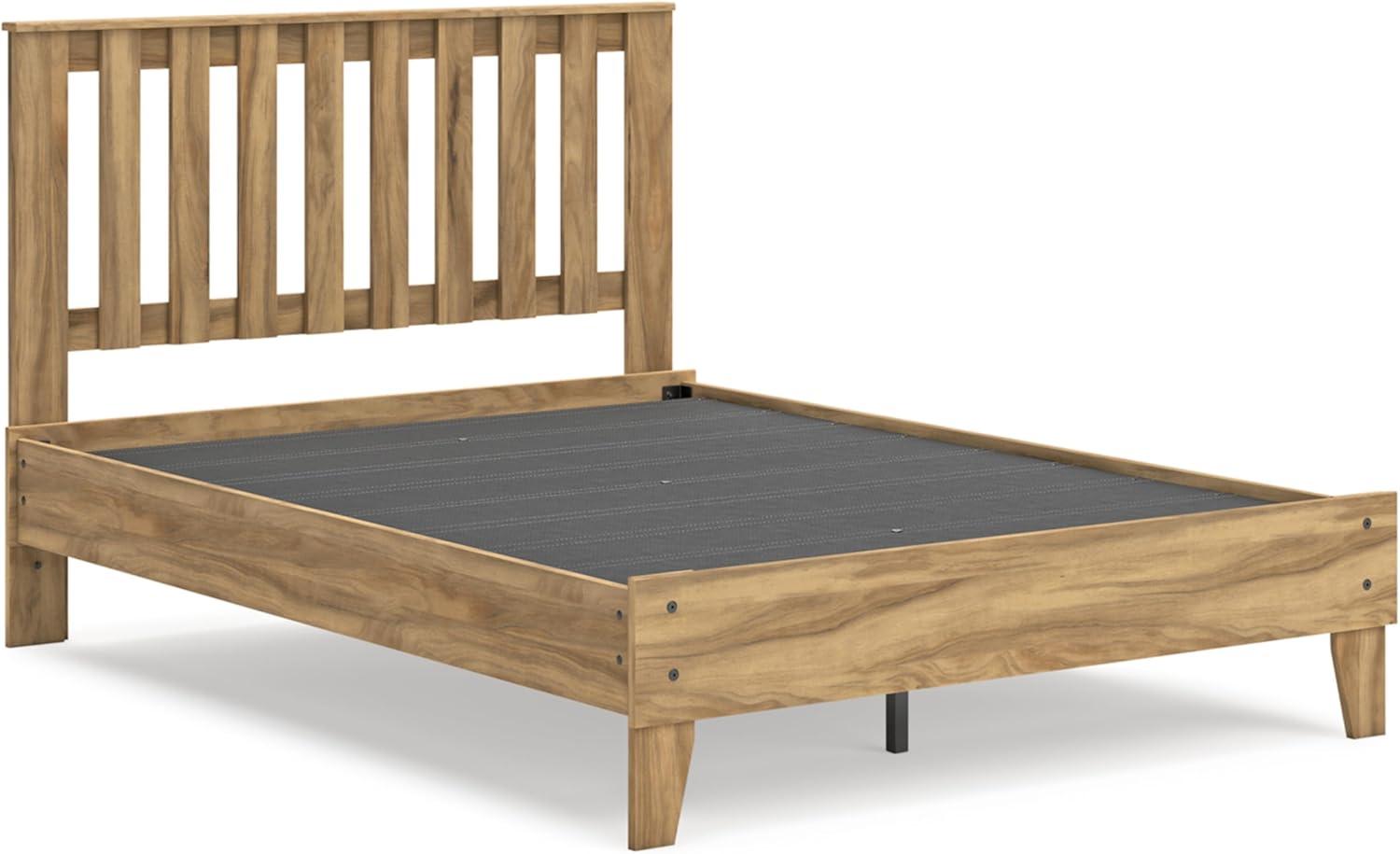 imageSignature Design by Ashley Bermacy Farmhouse Panel Headboard with Vertical Slat Design Queen Light BrownFull