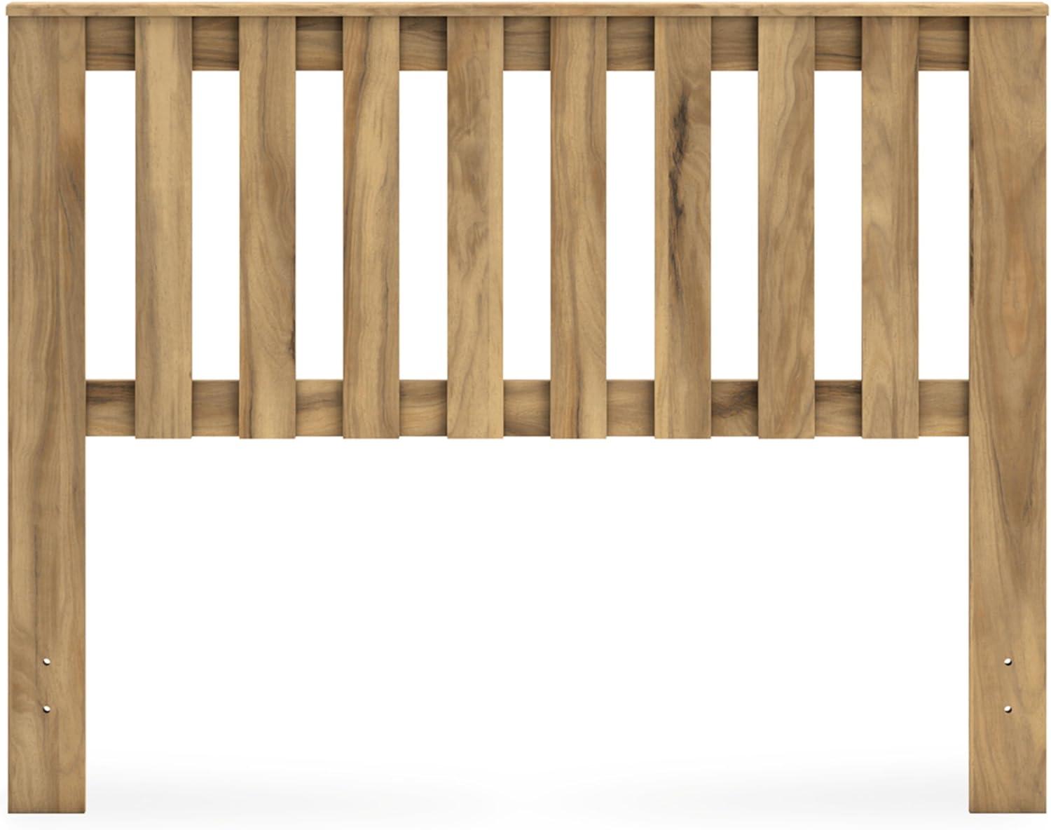 imageSignature Design by Ashley Bermacy Farmhouse Panel Headboard with Vertical Slat Design Queen Light BrownFull