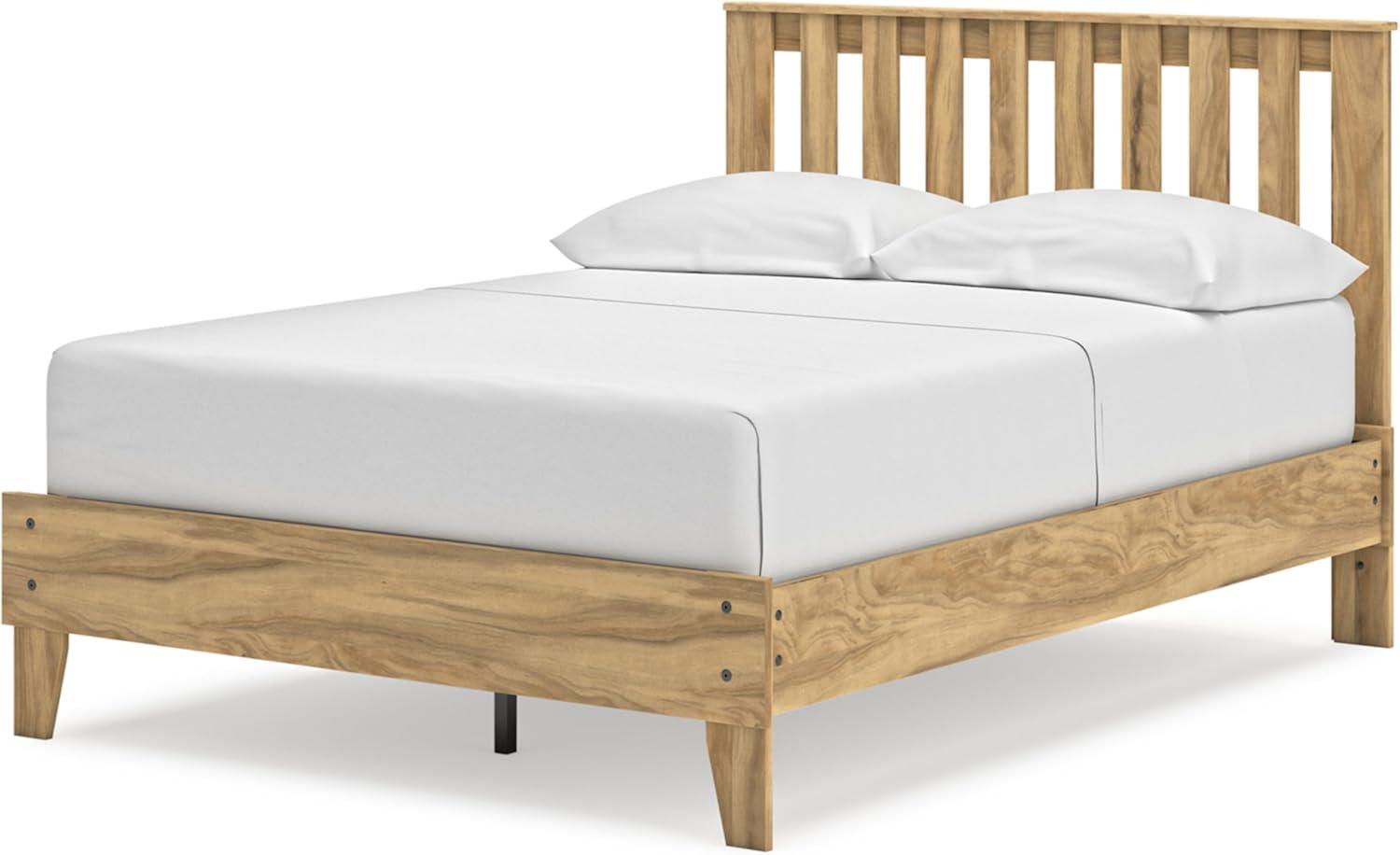 imageSignature Design by Ashley Bermacy Farmhouse Panel Headboard with Vertical Slat Design Queen Light BrownFull