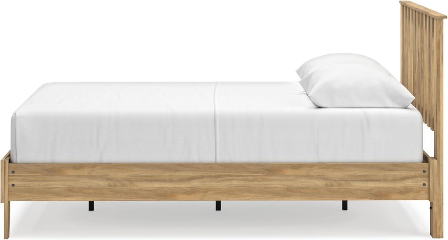 imageSignature Design by Ashley Bermacy Farmhouse Panel Headboard with Vertical Slat Design Queen Light BrownQueen