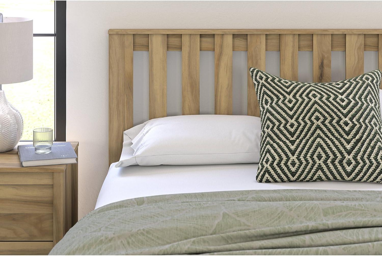 imageSignature Design by Ashley Bermacy Farmhouse Panel Headboard with Vertical Slat Design Queen Light BrownQueen