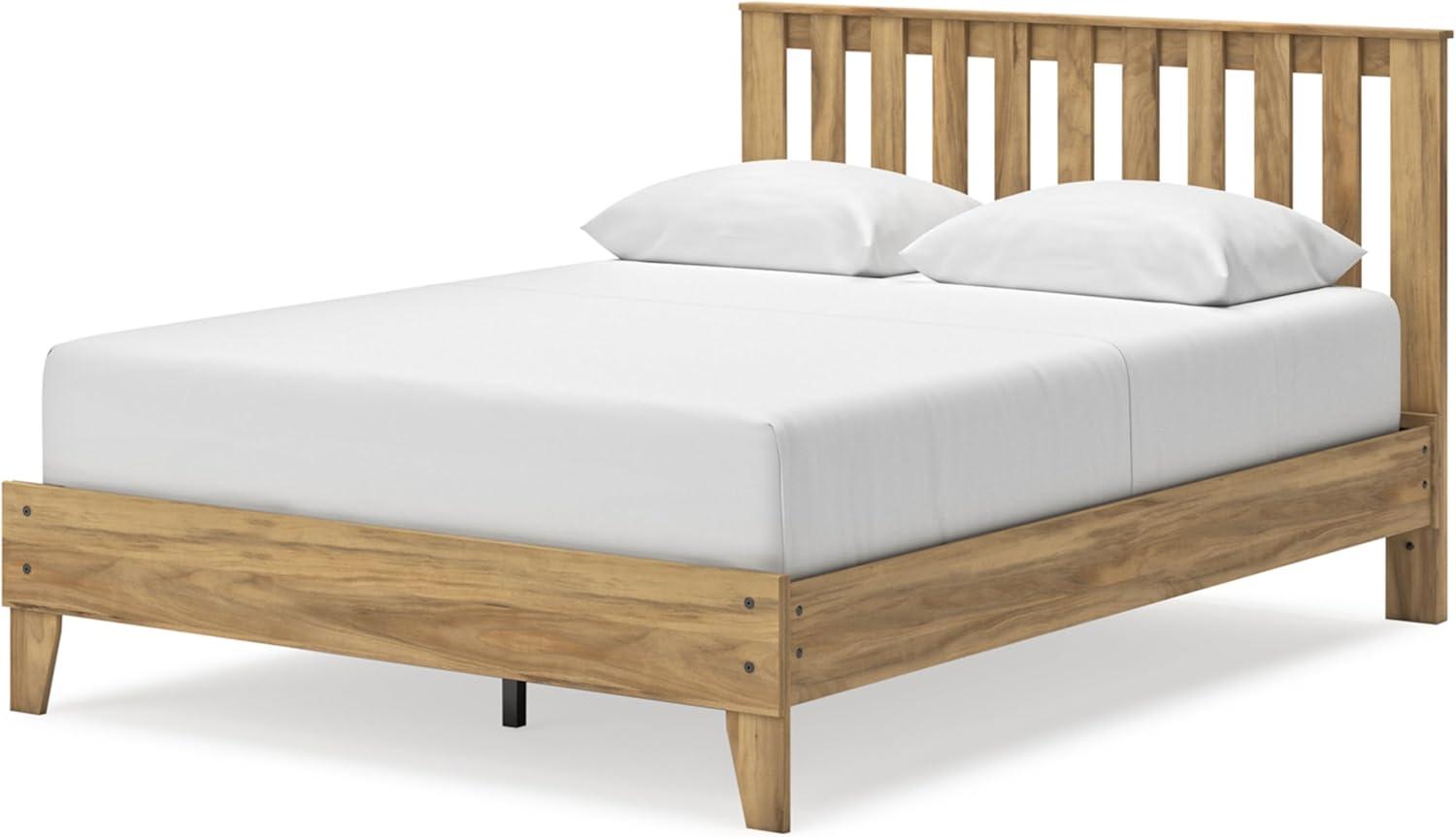 imageSignature Design by Ashley Bermacy Farmhouse Panel Headboard with Vertical Slat Design Queen Light BrownQueen