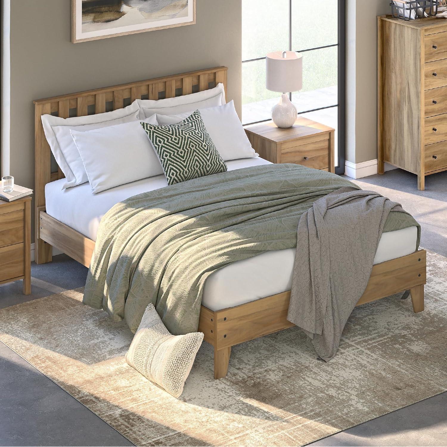 imageSignature Design by Ashley Bermacy Farmhouse Panel Headboard with Vertical Slat Design Queen Light BrownQueen