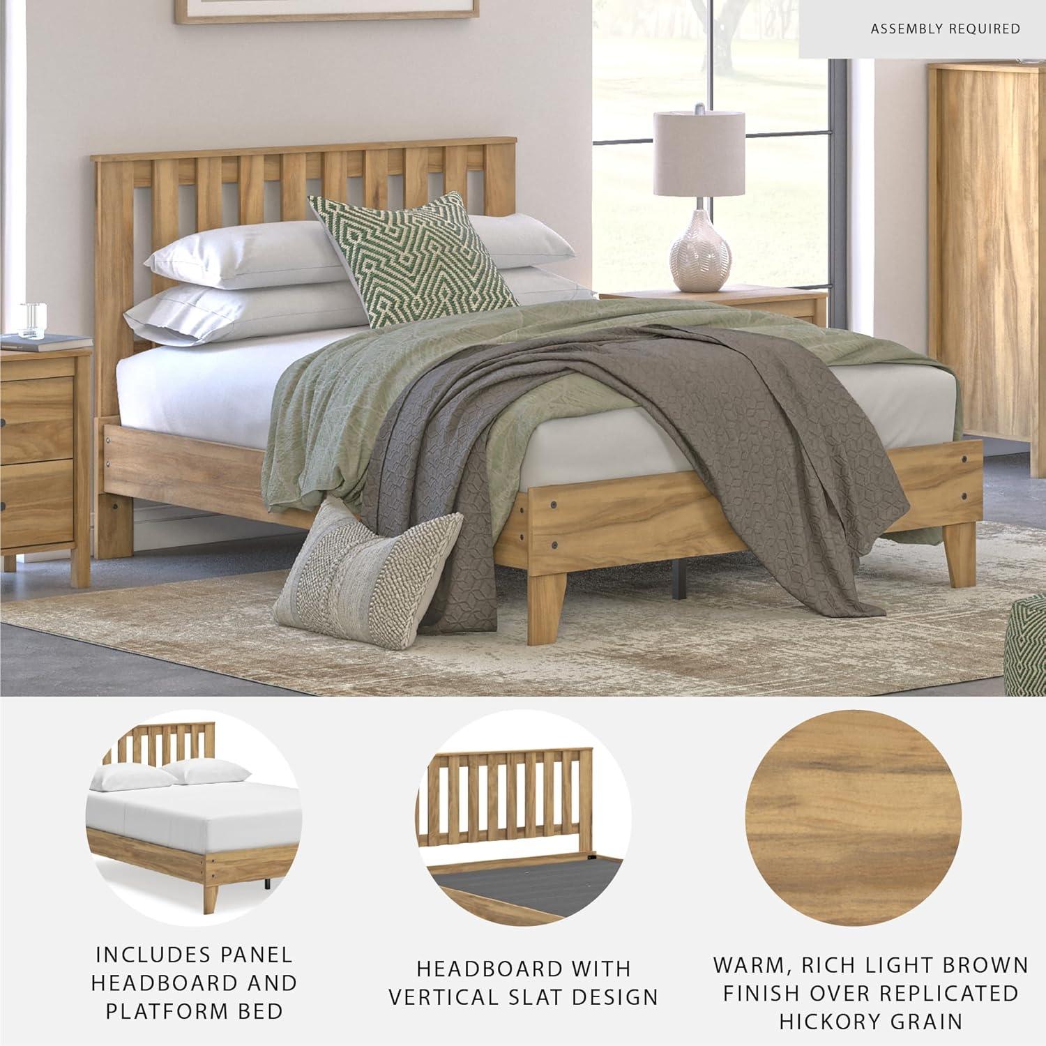 imageSignature Design by Ashley Bermacy Farmhouse Panel Headboard with Vertical Slat Design Queen Light BrownQueen