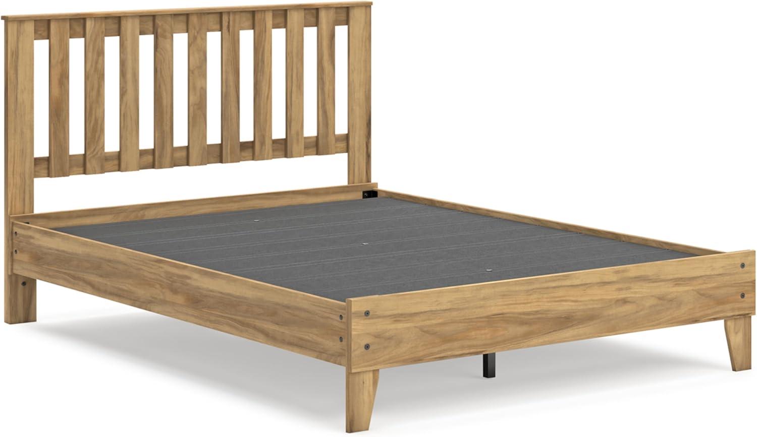 imageSignature Design by Ashley Bermacy Farmhouse Panel Headboard with Vertical Slat Design Queen Light BrownQueen