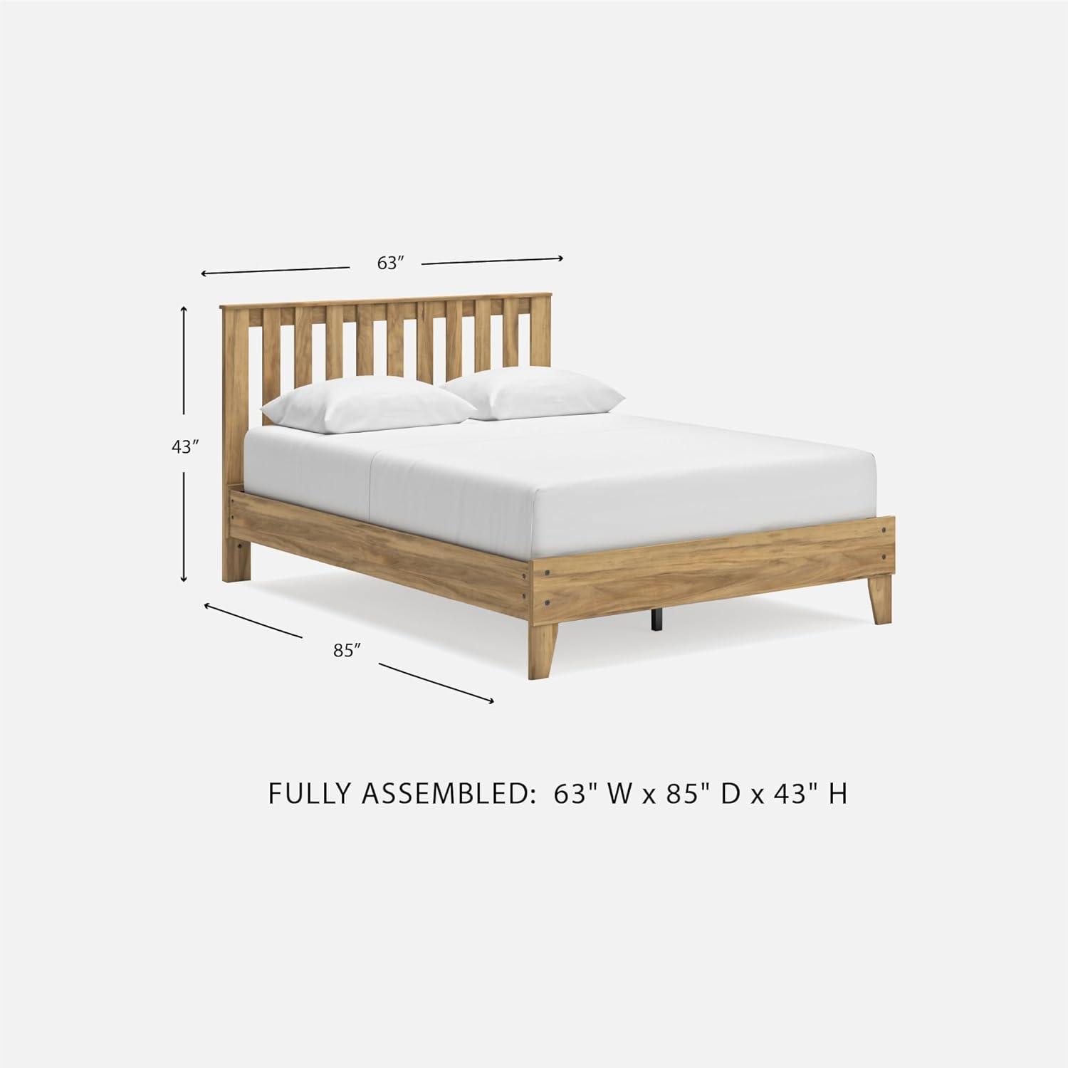 imageSignature Design by Ashley Bermacy Farmhouse Panel Headboard with Vertical Slat Design Queen Light BrownQueen