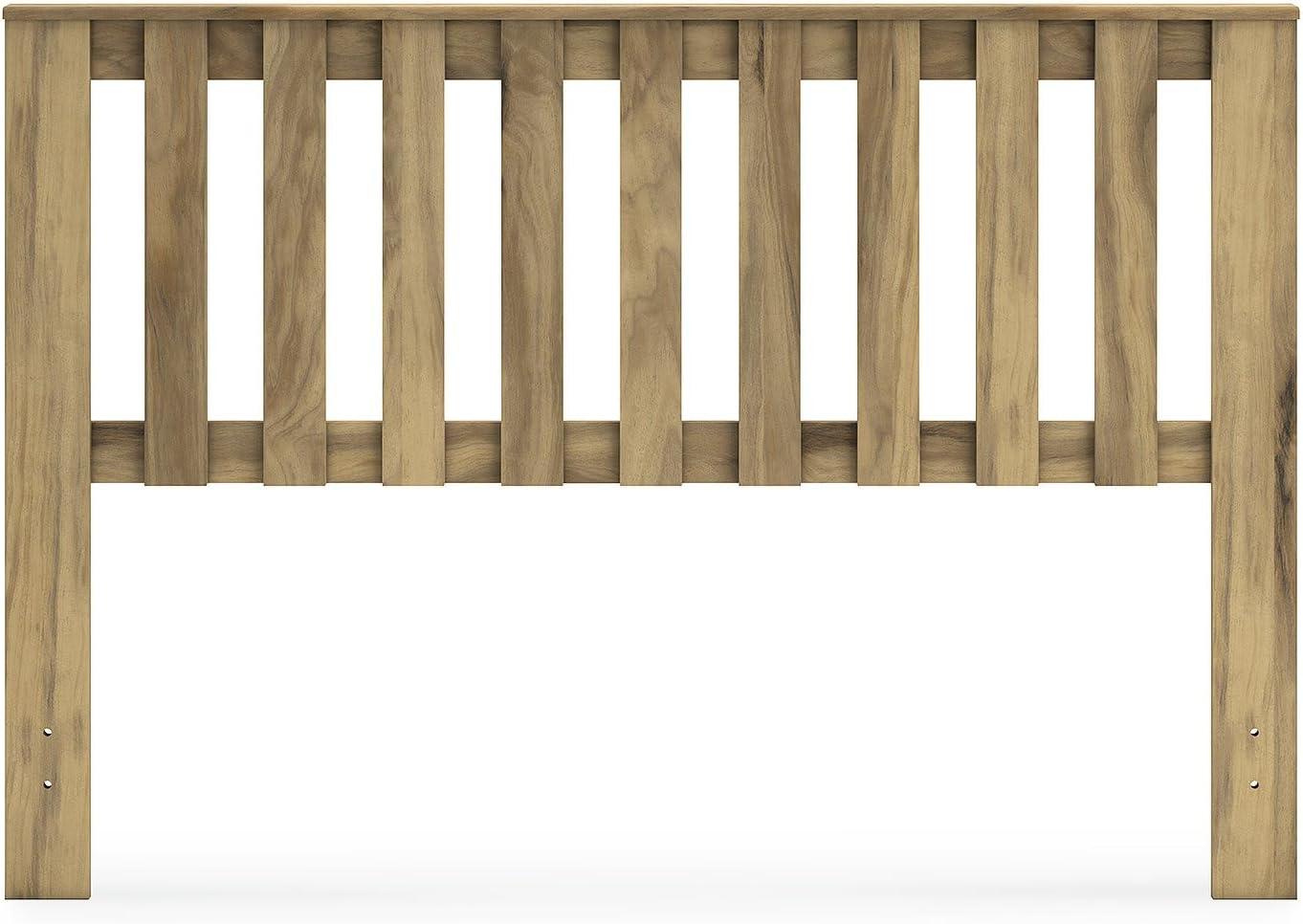 imageSignature Design by Ashley Bermacy Farmhouse Panel Headboard with Vertical Slat Design Queen Light BrownQueen