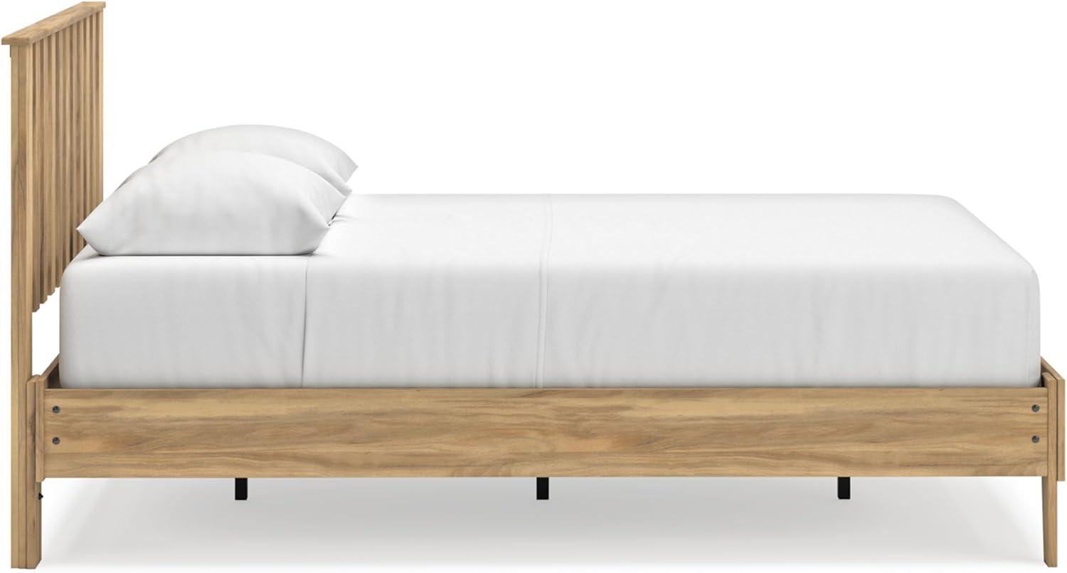 imageSignature Design by Ashley Bermacy Farmhouse Panel Headboard with Vertical Slat Design Queen Light BrownQueen