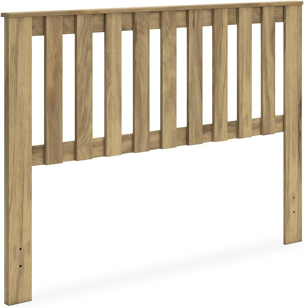 imageSignature Design by Ashley Bermacy Farmhouse Panel Headboard with Vertical Slat Design Queen Light BrownQueen