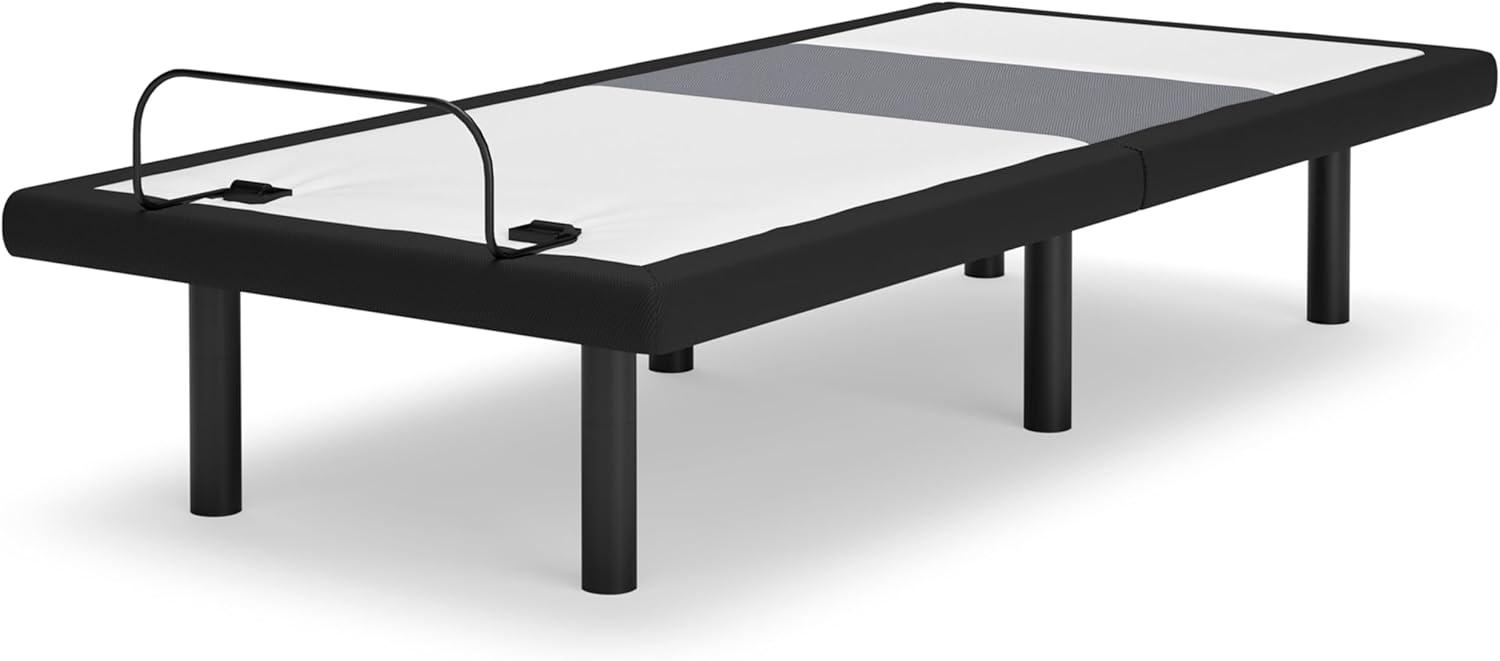 imageSignature Design by Ashley Best Base with Lumbar and Audio Power Adjustable Head and Foot Base with Massage Function Twin XL White ampamp Gray