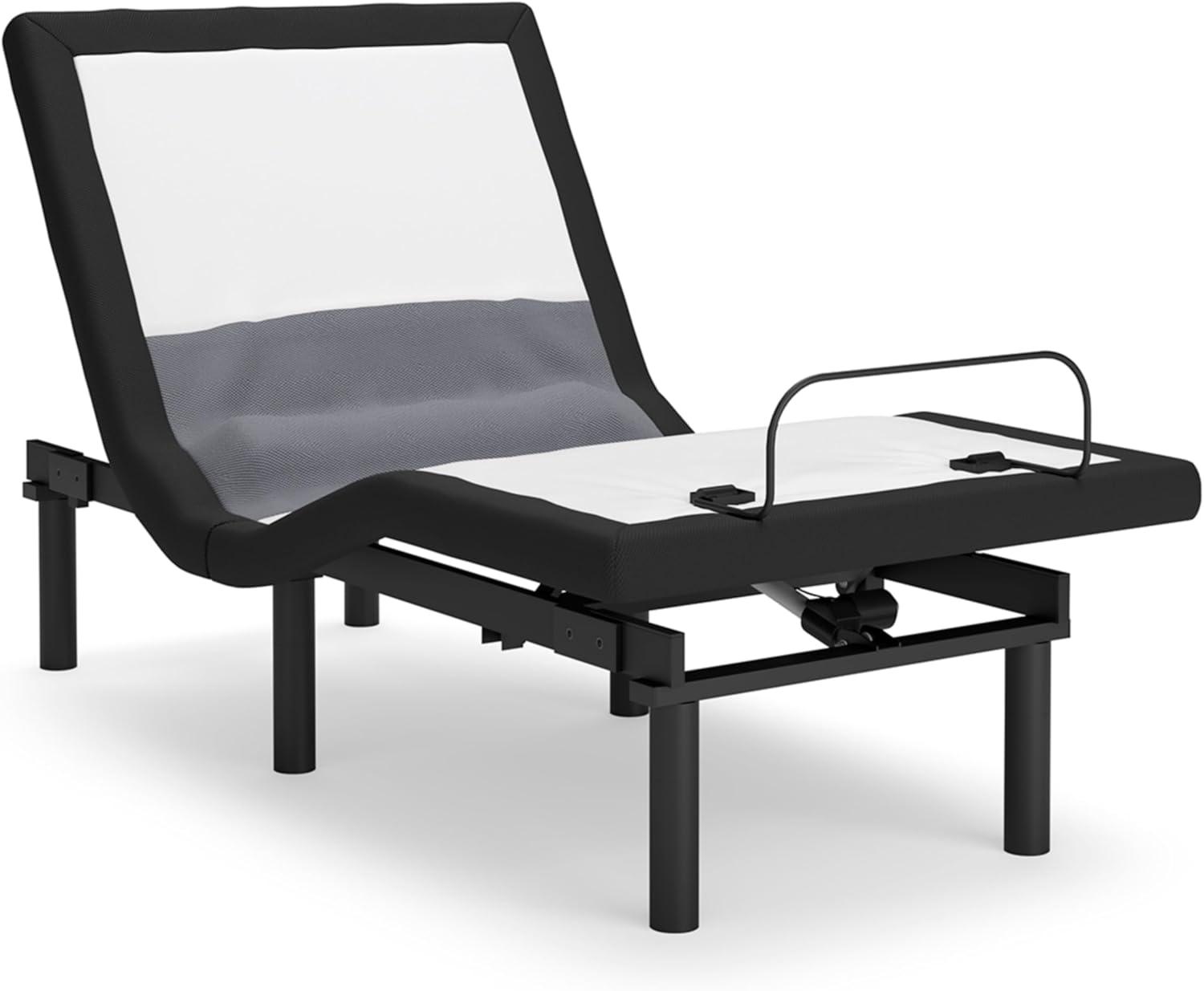 imageSignature Design by Ashley Best Base with Lumbar and Audio Power Adjustable Head and Foot Base with Massage Function Twin XL White ampamp Gray