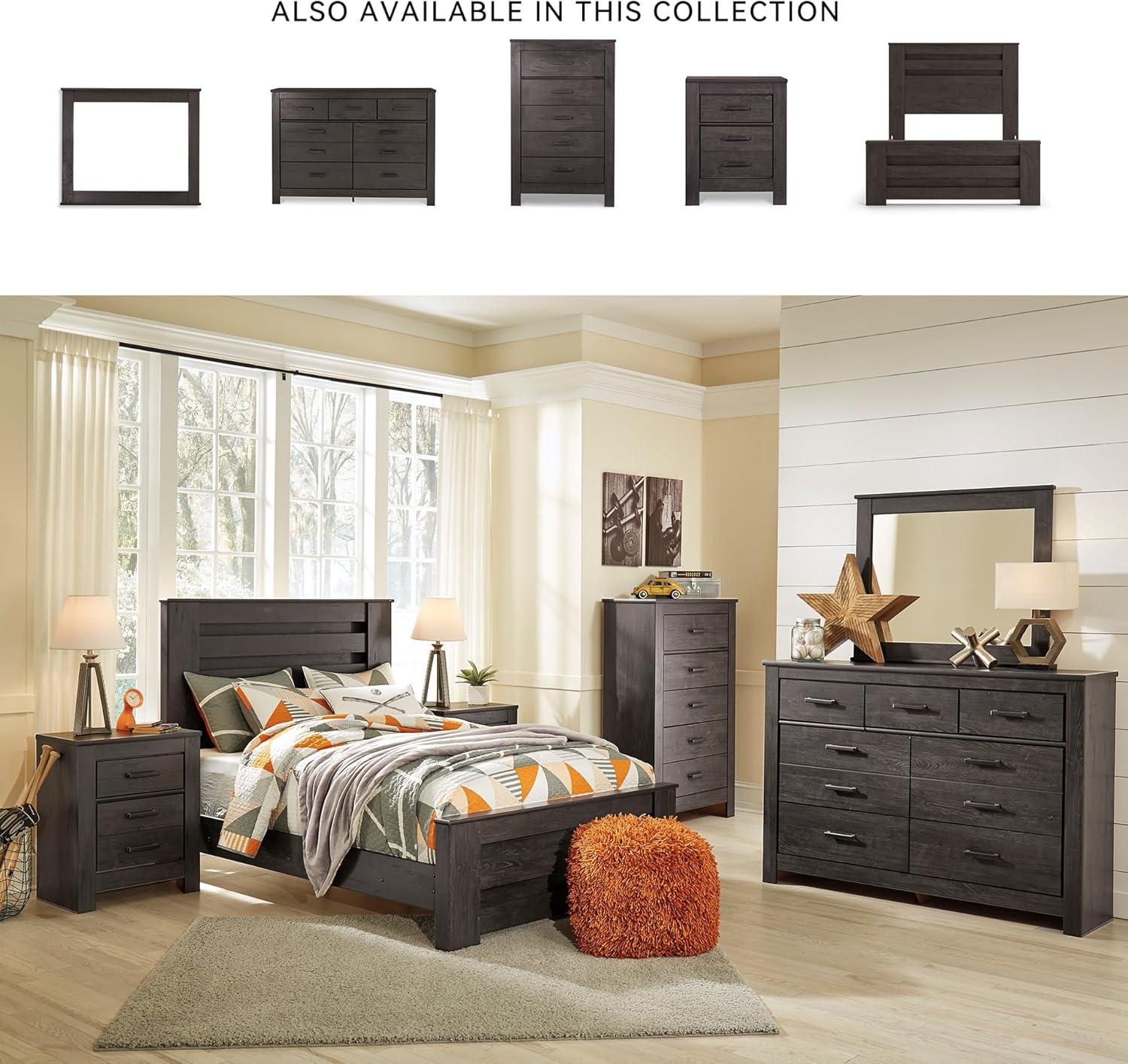 imageSignature Design by Ashley Brinxton Casual Full Panel Bed with Metal Slats Foundation or Box Spring Needed BlackCharcoal