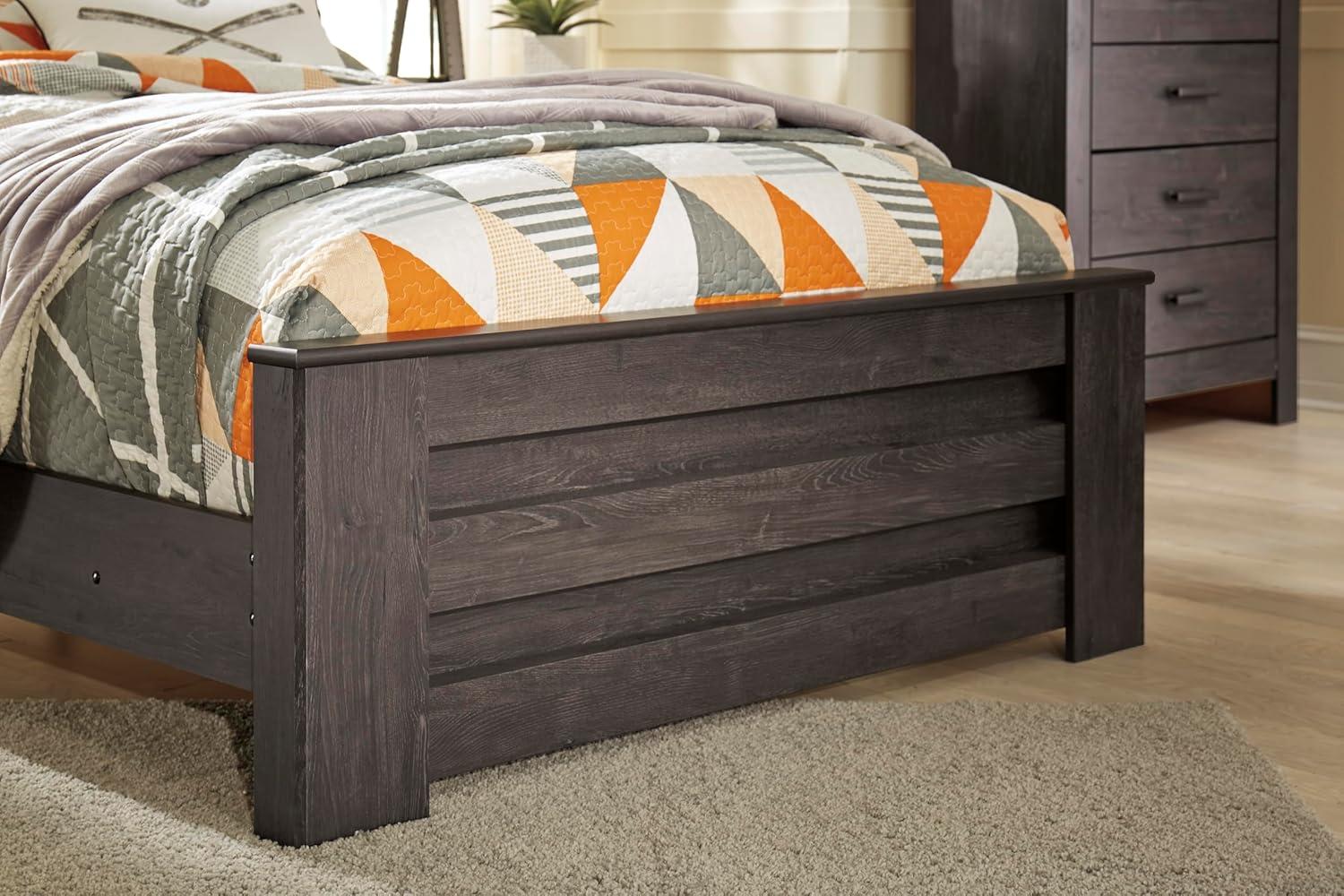 imageSignature Design by Ashley Brinxton Casual Full Panel Bed with Metal Slats Foundation or Box Spring Needed BlackCharcoal