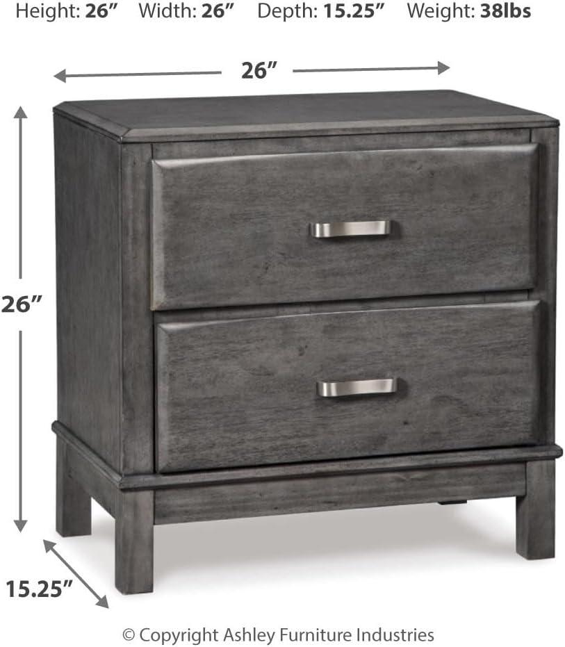 imageSignature Design by Ashley Caitbrook Contemporary 2 Drawer Nightstand with Dovetail Construction 26quot Tall Weathered Gray