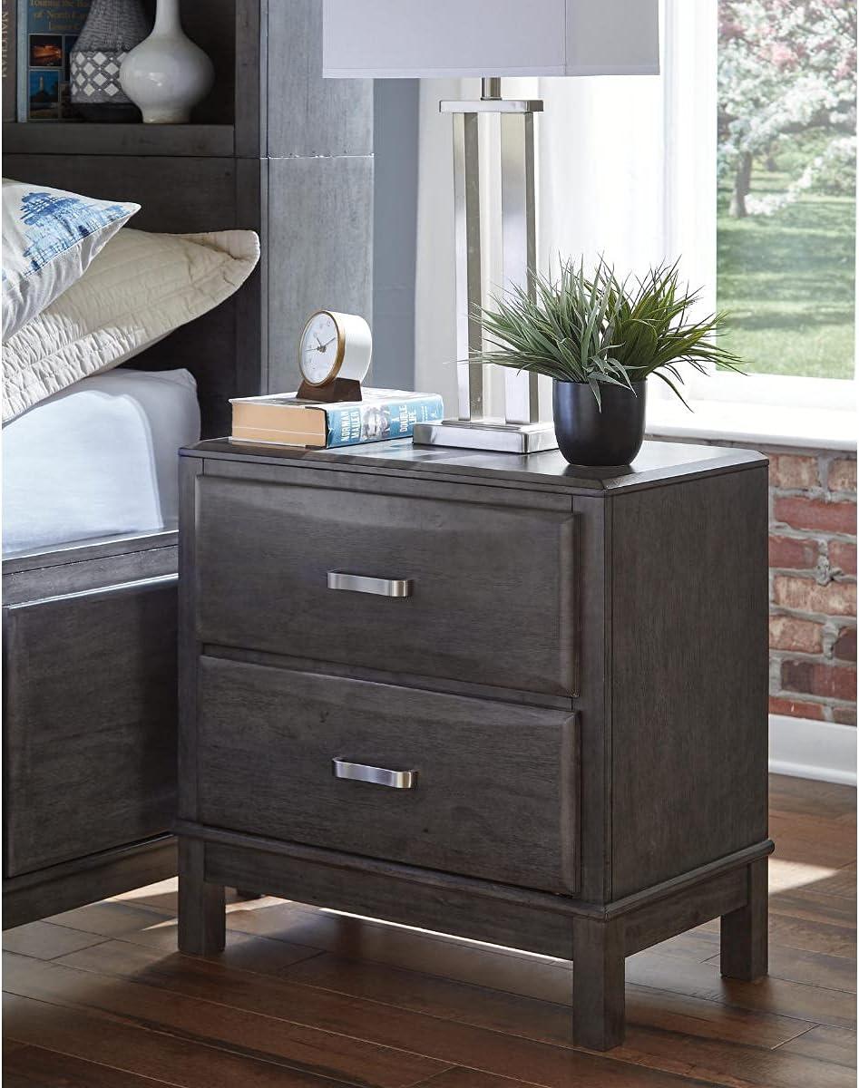imageSignature Design by Ashley Caitbrook Contemporary 2 Drawer Nightstand with Dovetail Construction 26quot Tall Weathered Gray