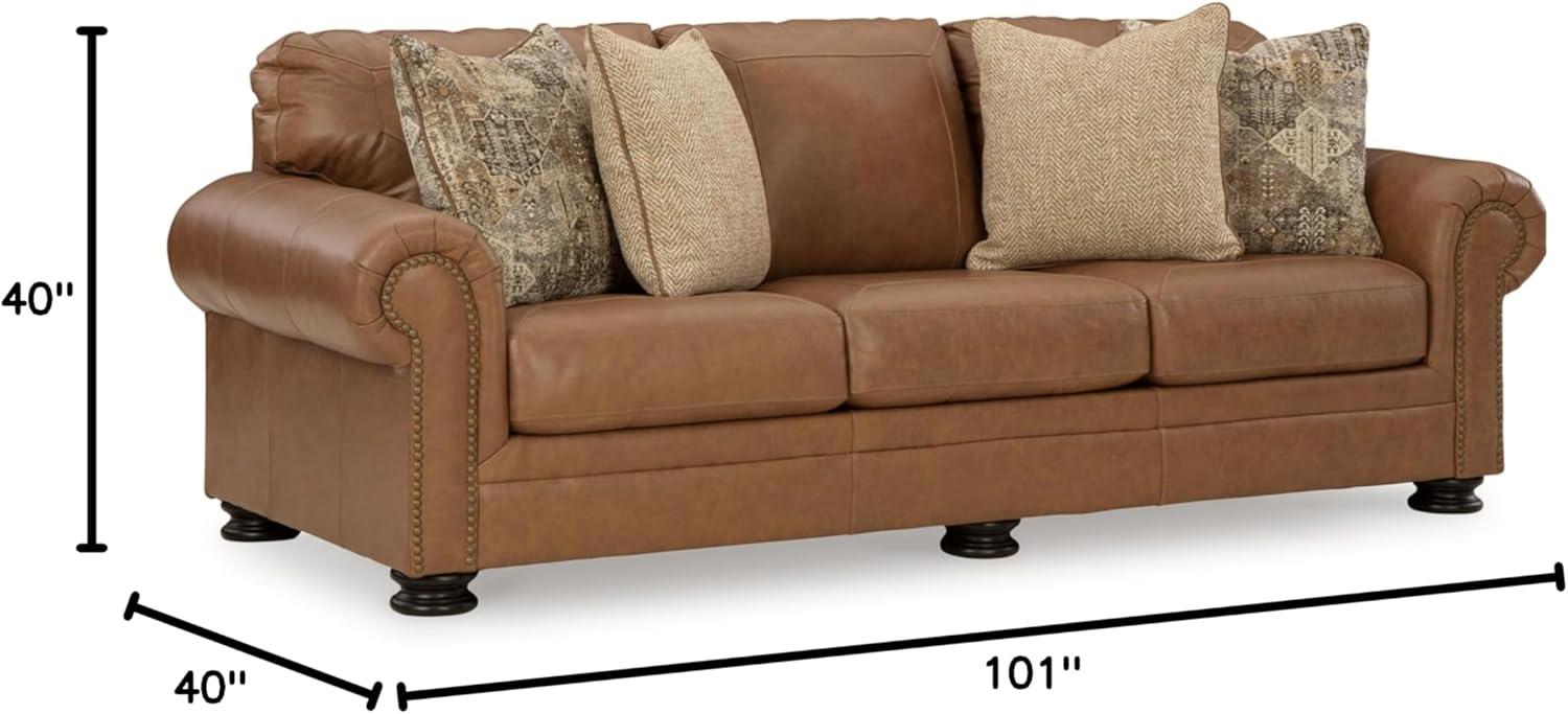 imageSignature Design by Ashley Carianna Classic Leather Match Sofa with Nailhead Trim Dark Brown