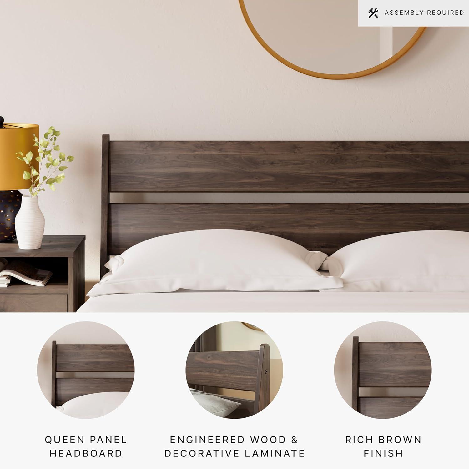 imageSignature Design by Ashley Deanlow Rustic Panel Headboard Full Light BrownDark Brown