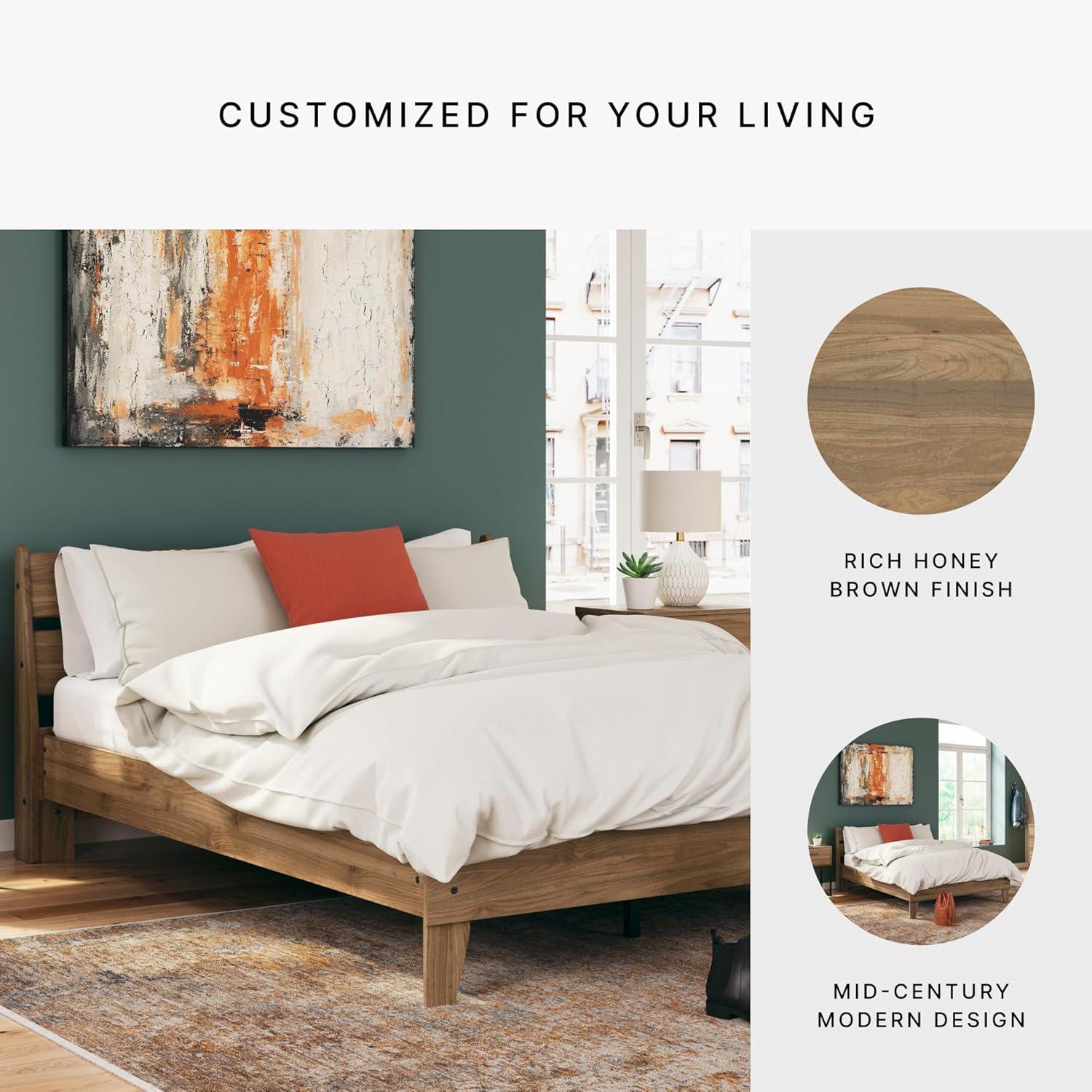 imageSignature Design by Ashley Deanlow Rustic Panel Headboard Full Light BrownHoney Brown