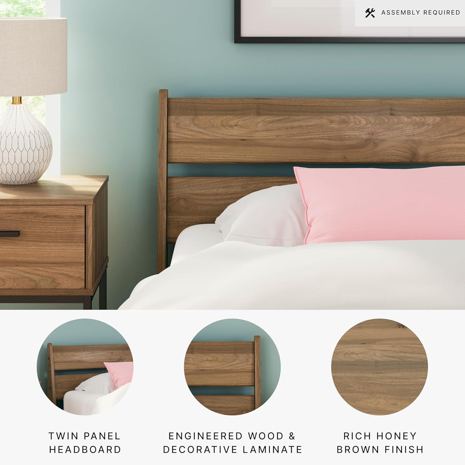 imageSignature Design by Ashley Deanlow Rustic Panel Headboard Full Light BrownHoney Brown