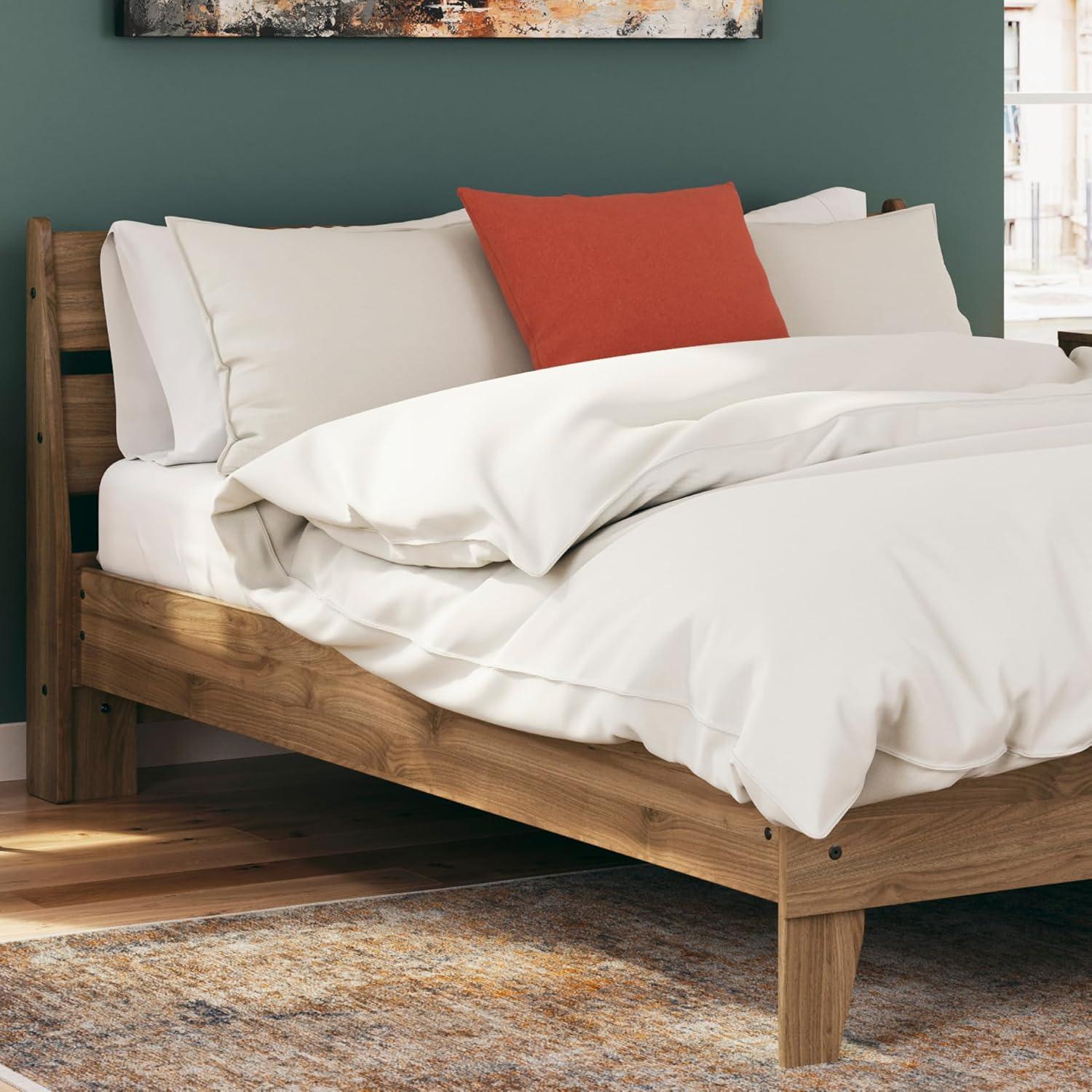 imageSignature Design by Ashley Deanlow Rustic Panel Headboard Full Light BrownHoney Brown