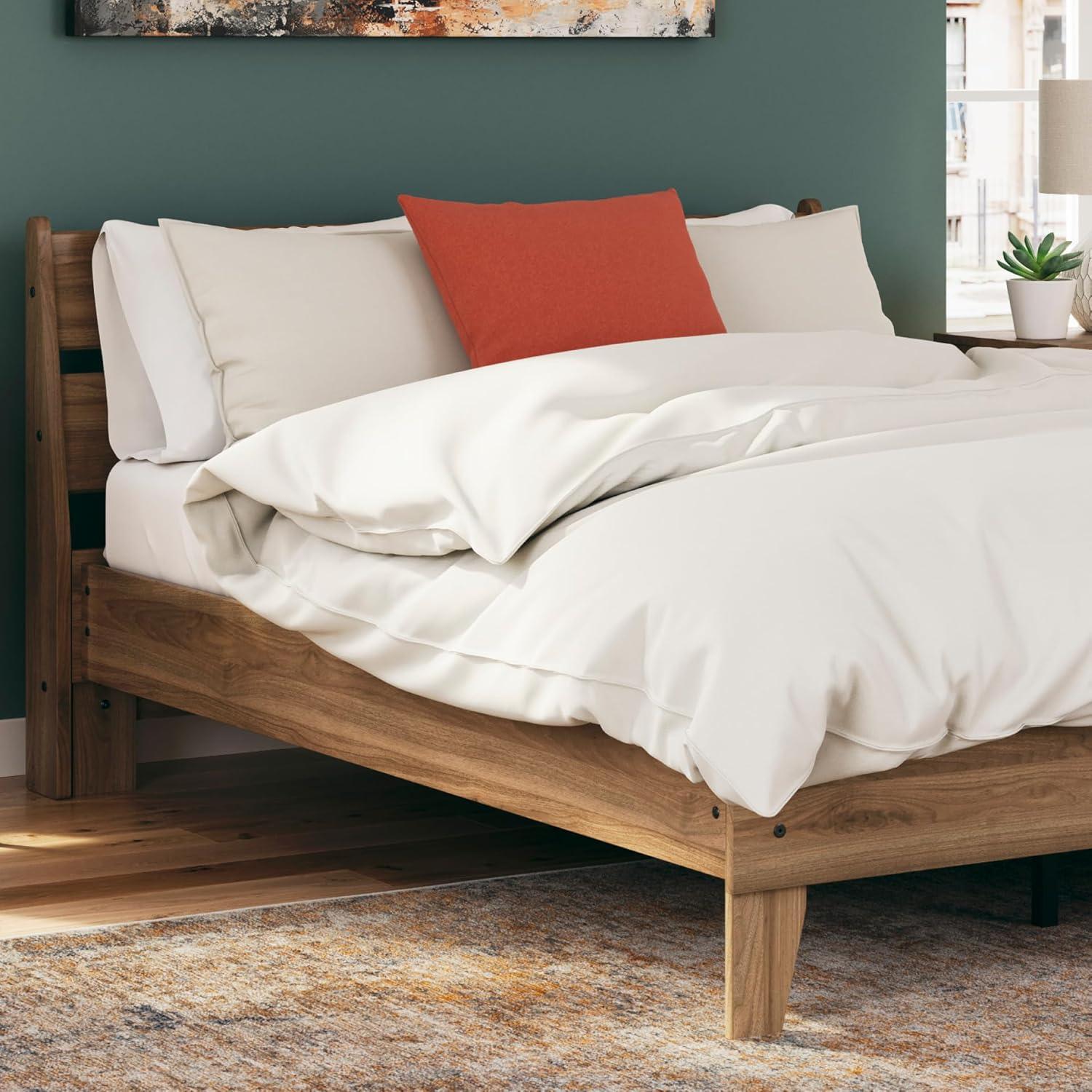 imageSignature Design by Ashley Deanlow Rustic Panel Headboard Full Light BrownHoney Brown