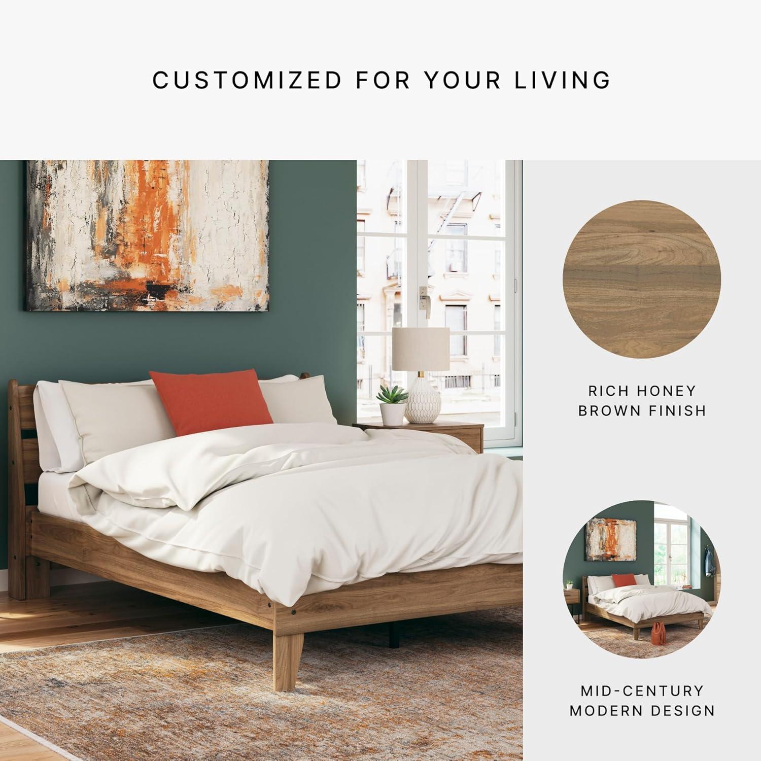 imageSignature Design by Ashley Deanlow Rustic Panel Headboard Full Light BrownHoney Brown