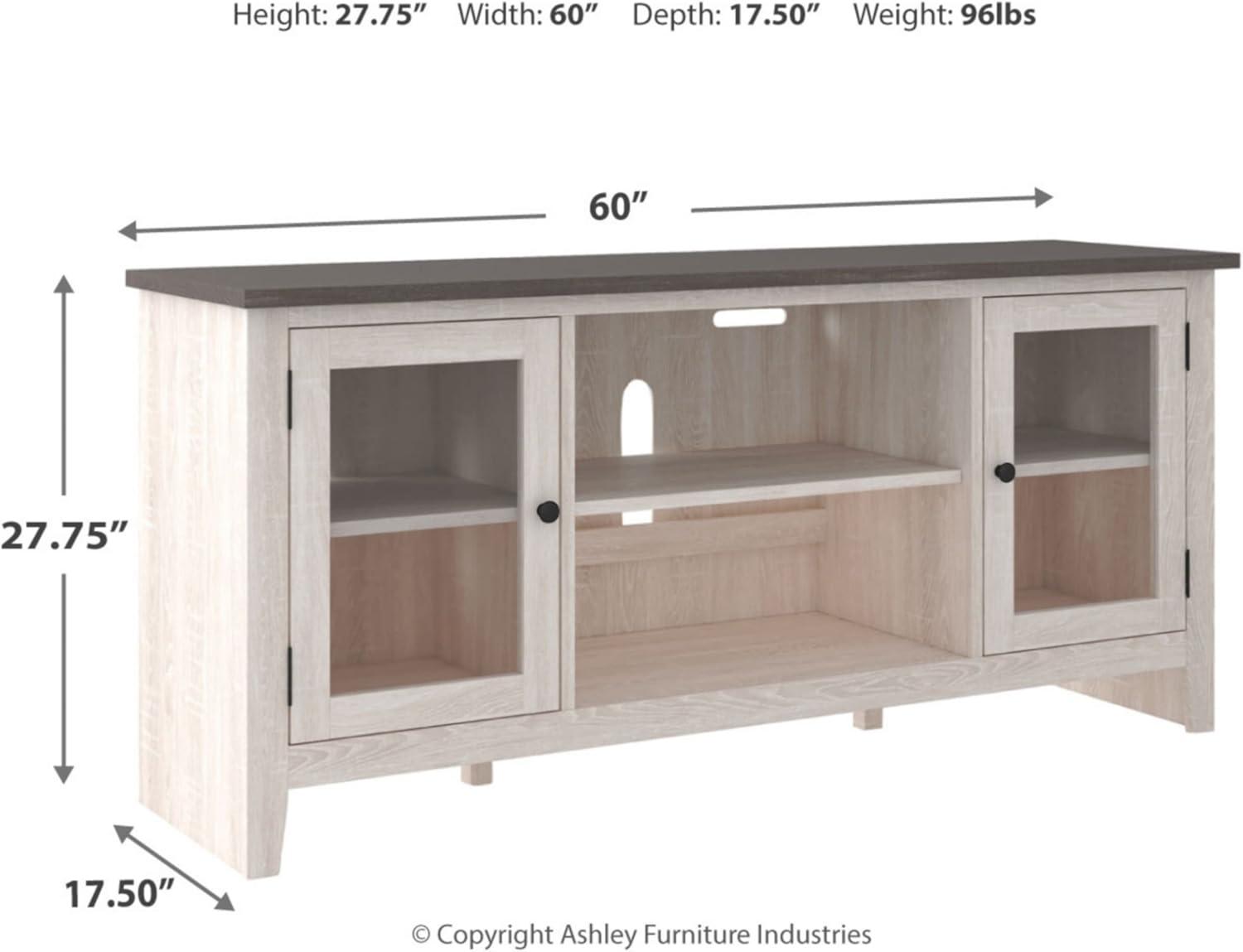 imageSignature Design by Ashley Dorrinson Modern Farmhouse 60quot TV Stand with Electric Fireplace for TVs up to 69quot White ampamp GrayWhitewash