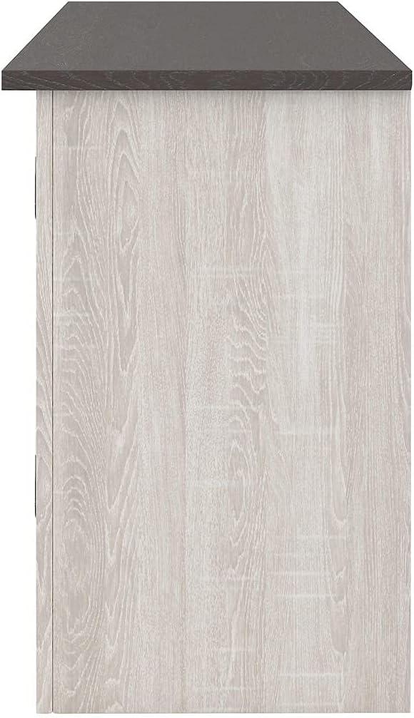 imageSignature Design by Ashley Dorrinson Modern Farmhouse 60quot TV Stand with Electric Fireplace for TVs up to 69quot White ampamp GrayWhitewash